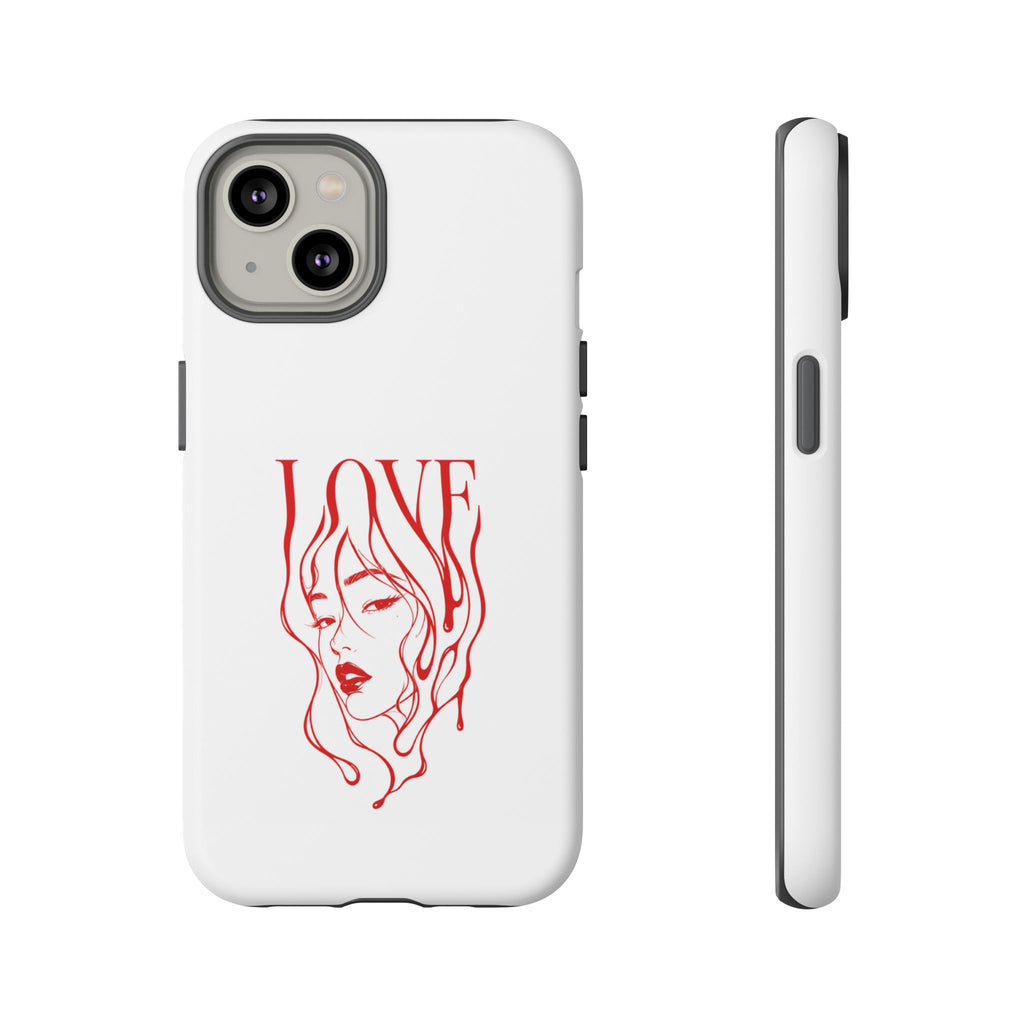 Red Line Art 'Love' Face Design - Tough Case