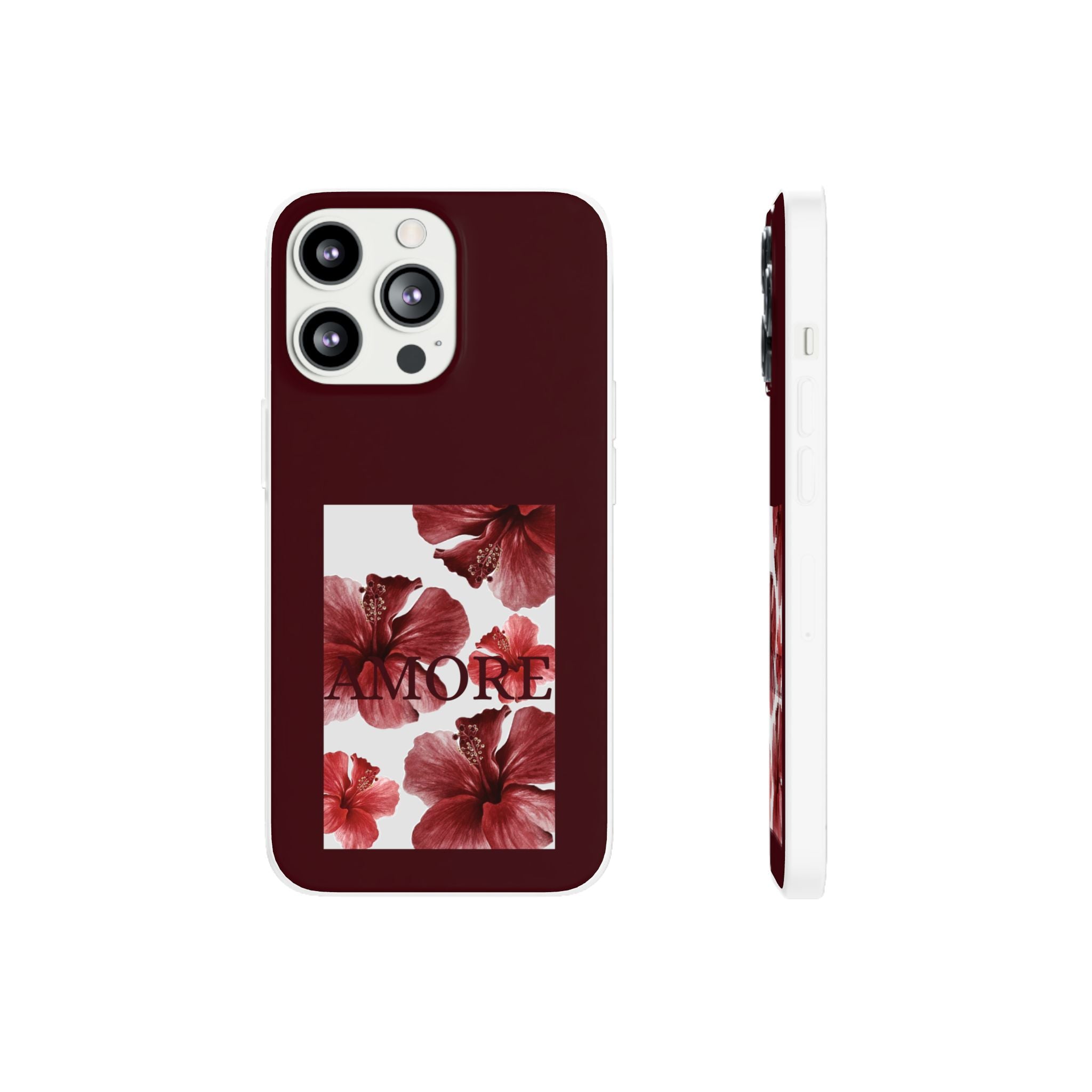 Floral Amore Phone Case — Burgundy Hibiscus Flexible Protection