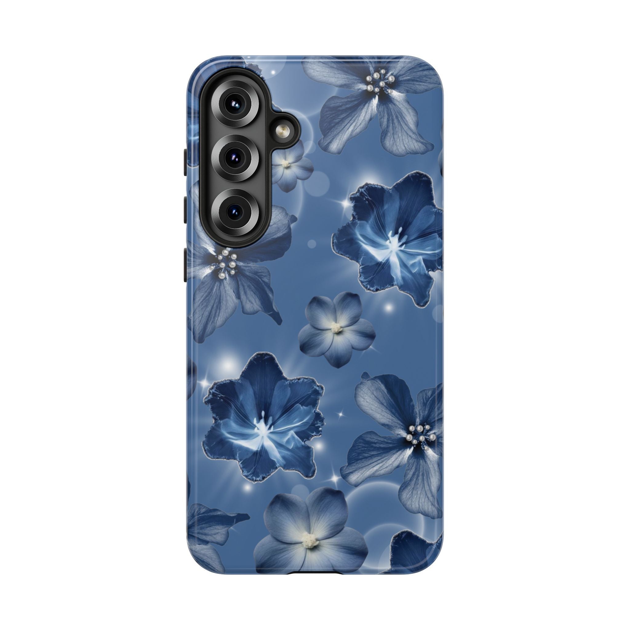 Blue Floral Tough Phone Case — Protective Blossom Design