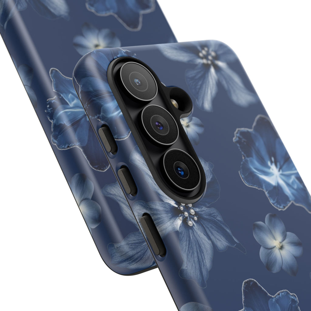 Navy Floral Tough Phone Case — Blue Bloom Protective Cover