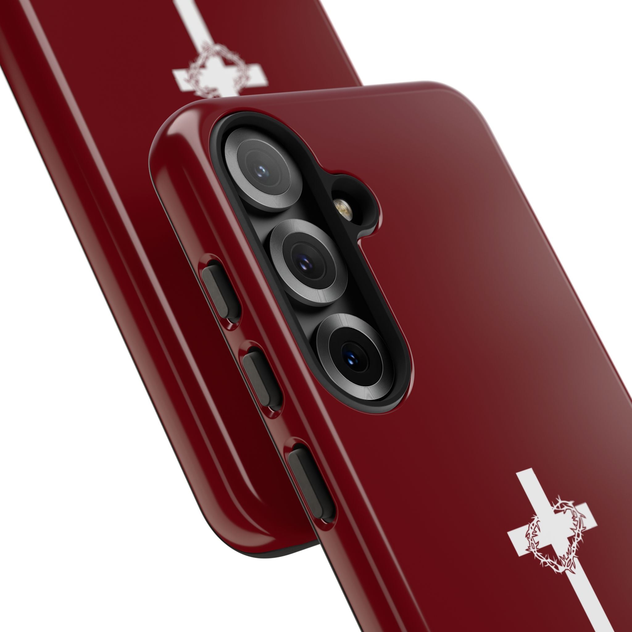 God's Plan — Christian Tough Phone Case | Cross Faith Burgundy Cover