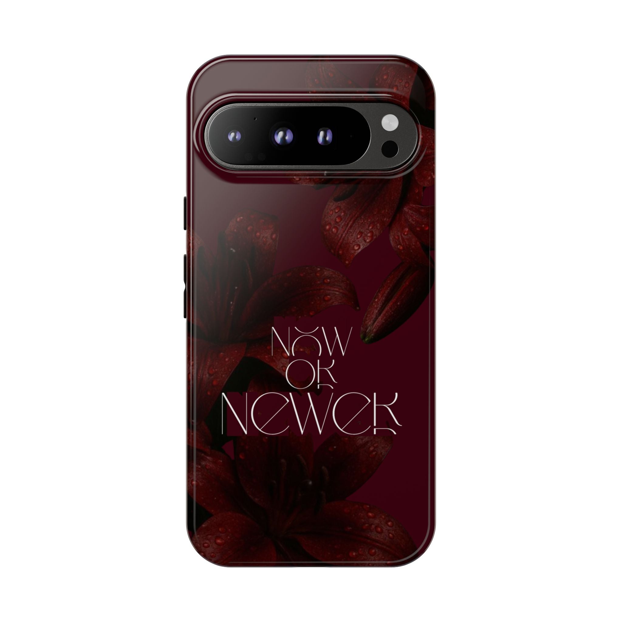 Tough Cases – Burgundy Floral “Now or Never” Protective Phone Case