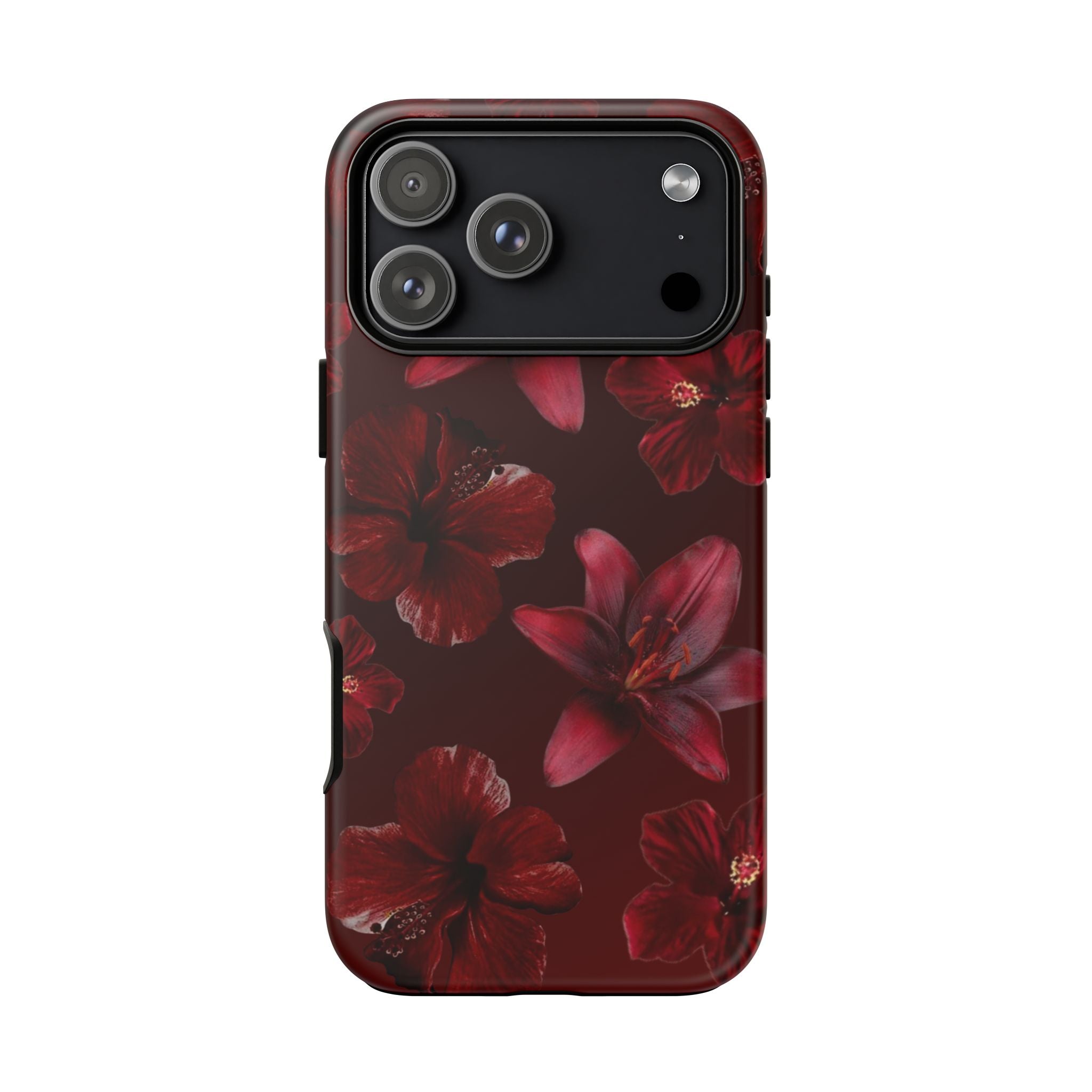 Tough Cases - Dark Red Floral Phone Case