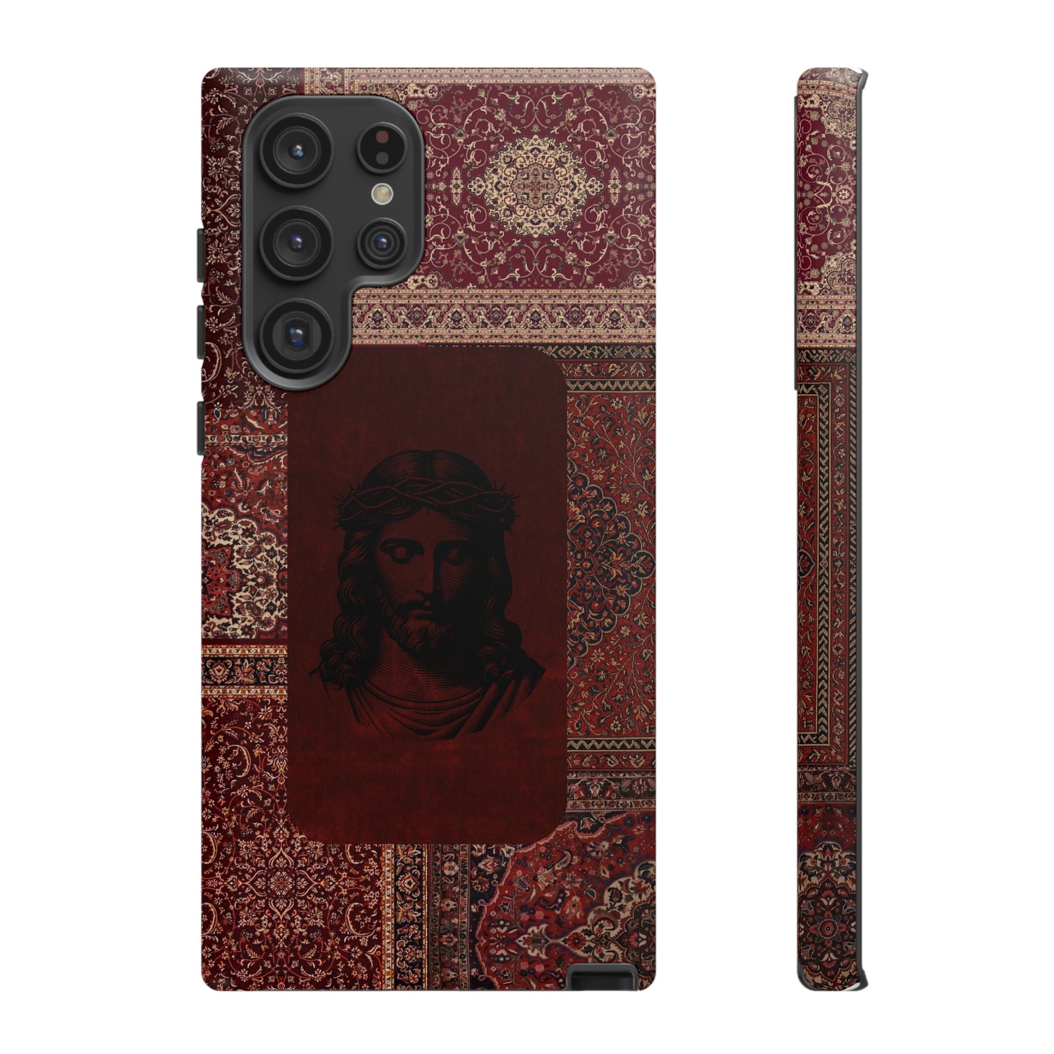 Religious Vintage Rug Phone Case — Jesus Portrait Tough Case