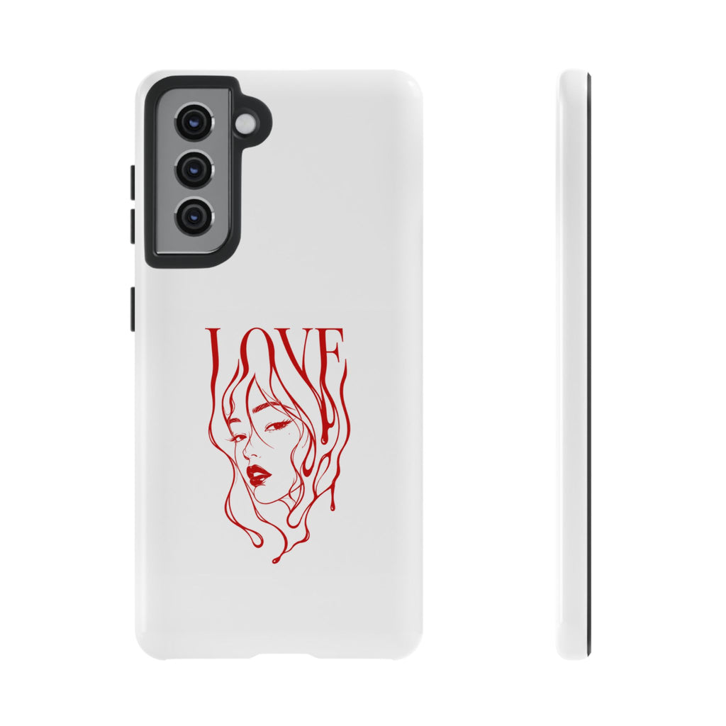 Red Line Art 'Love' Face Design - Tough Case