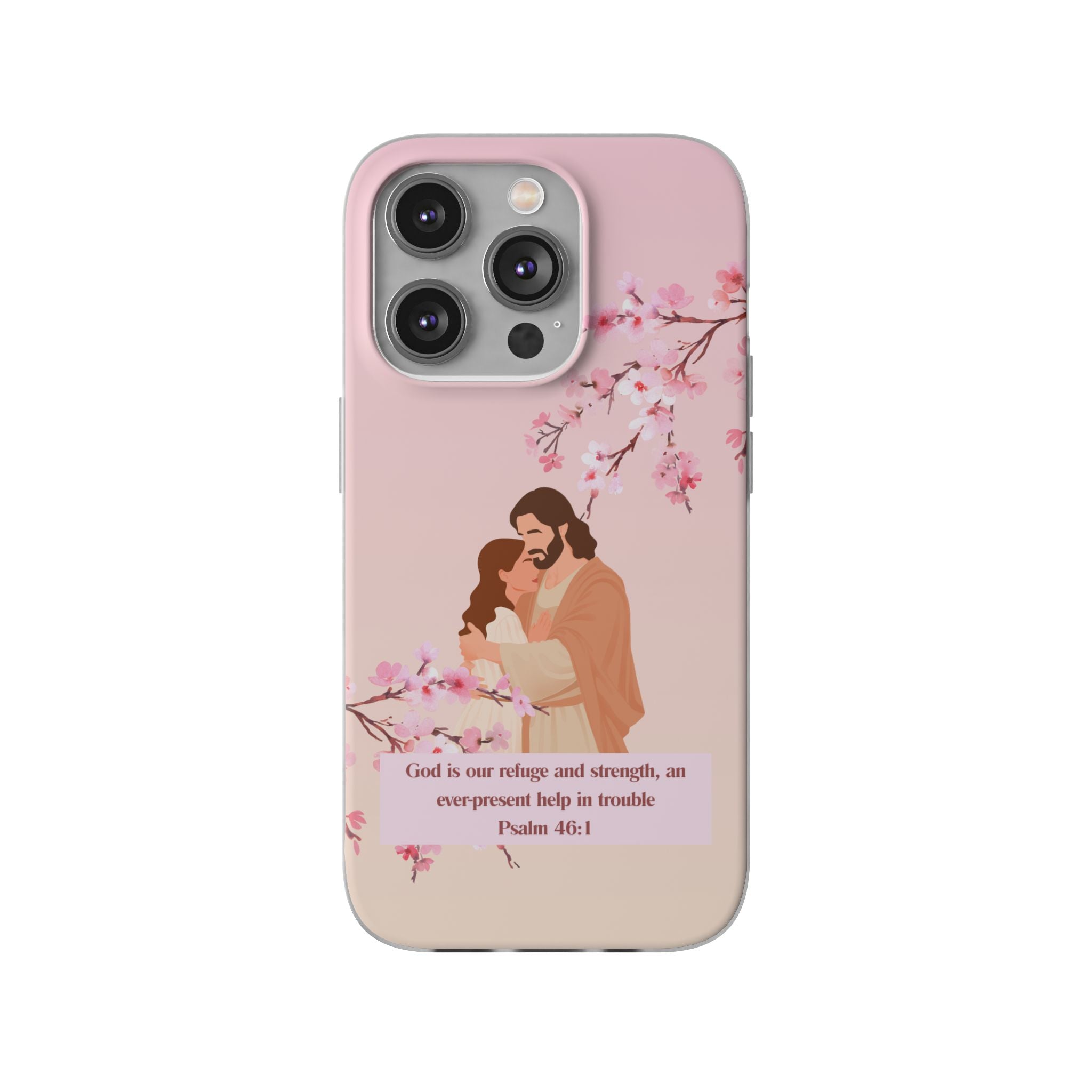 God Is Our Refuge – Psalm 46:1 Cherry Blossom Christian Flexi Phone Case