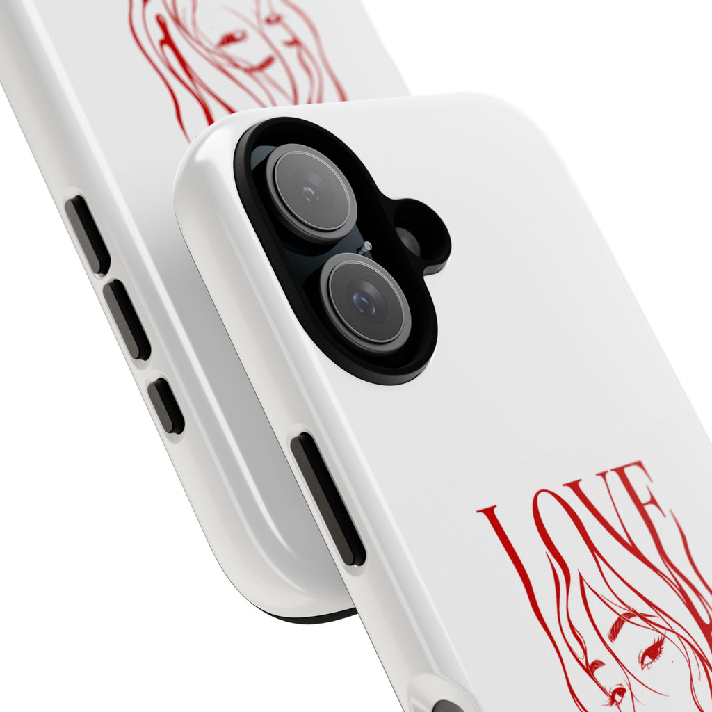 Red Line Art 'Love' Face Design - Tough Case