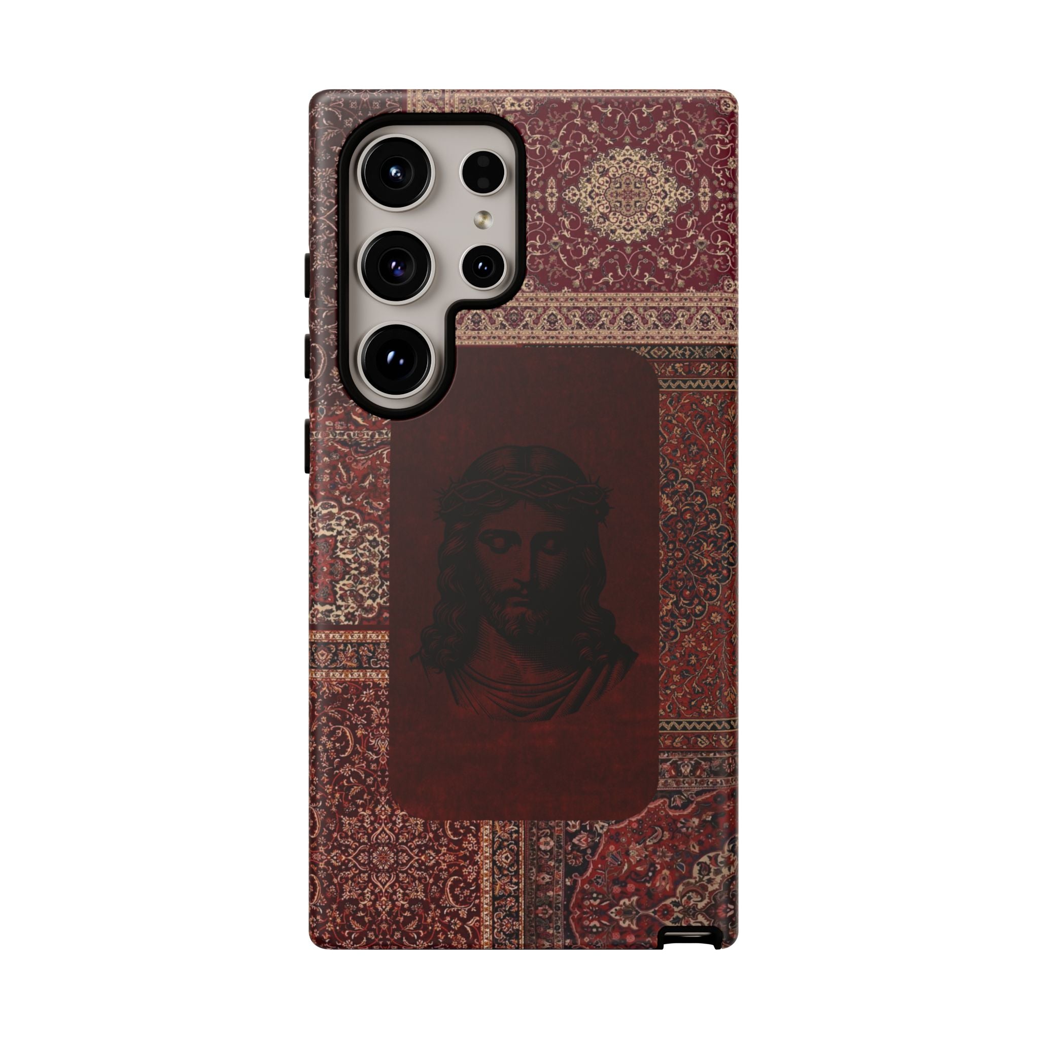 Religious Vintage Rug Phone Case — Jesus Portrait Tough Case