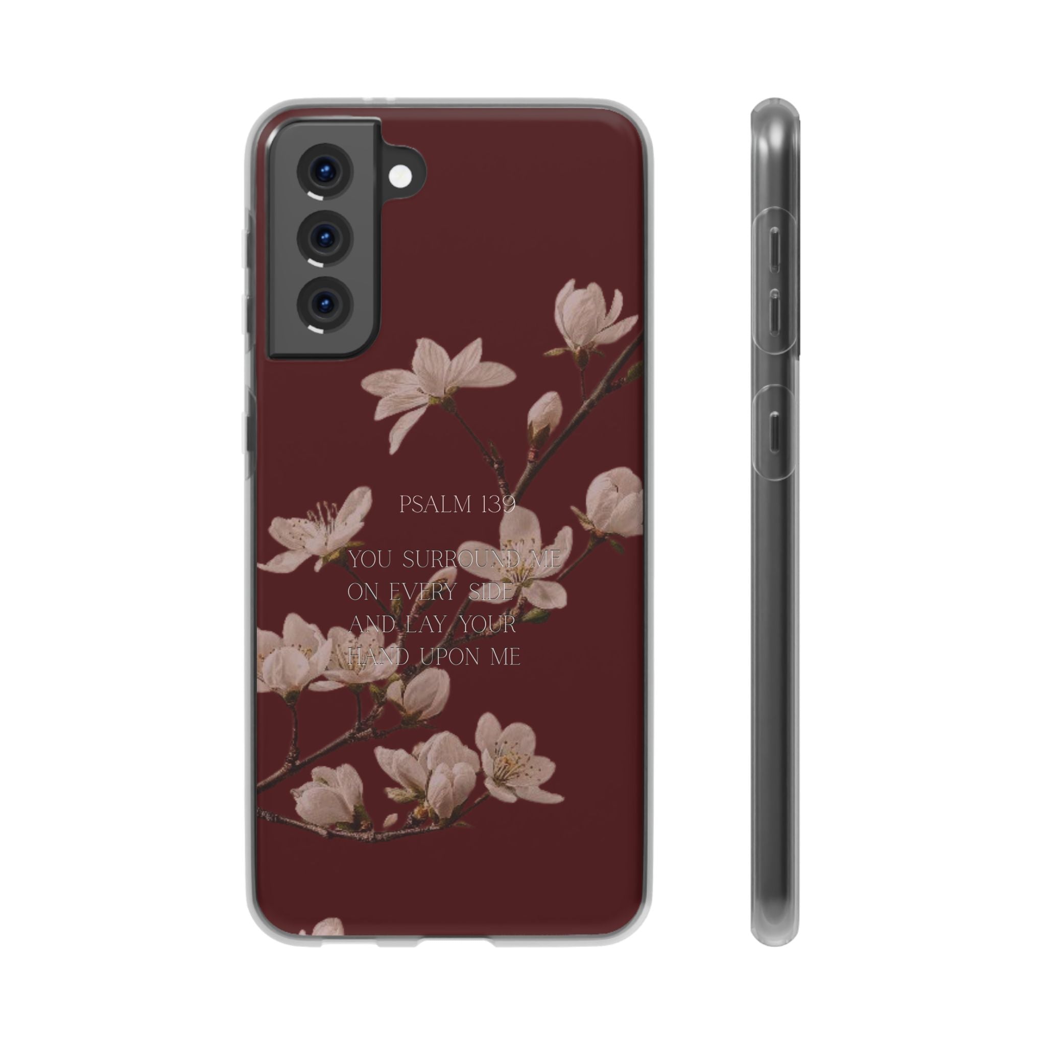 Floral Psalm Phone Case — Psalm 139 Scripture Cherry Blossom iPhone Cover
