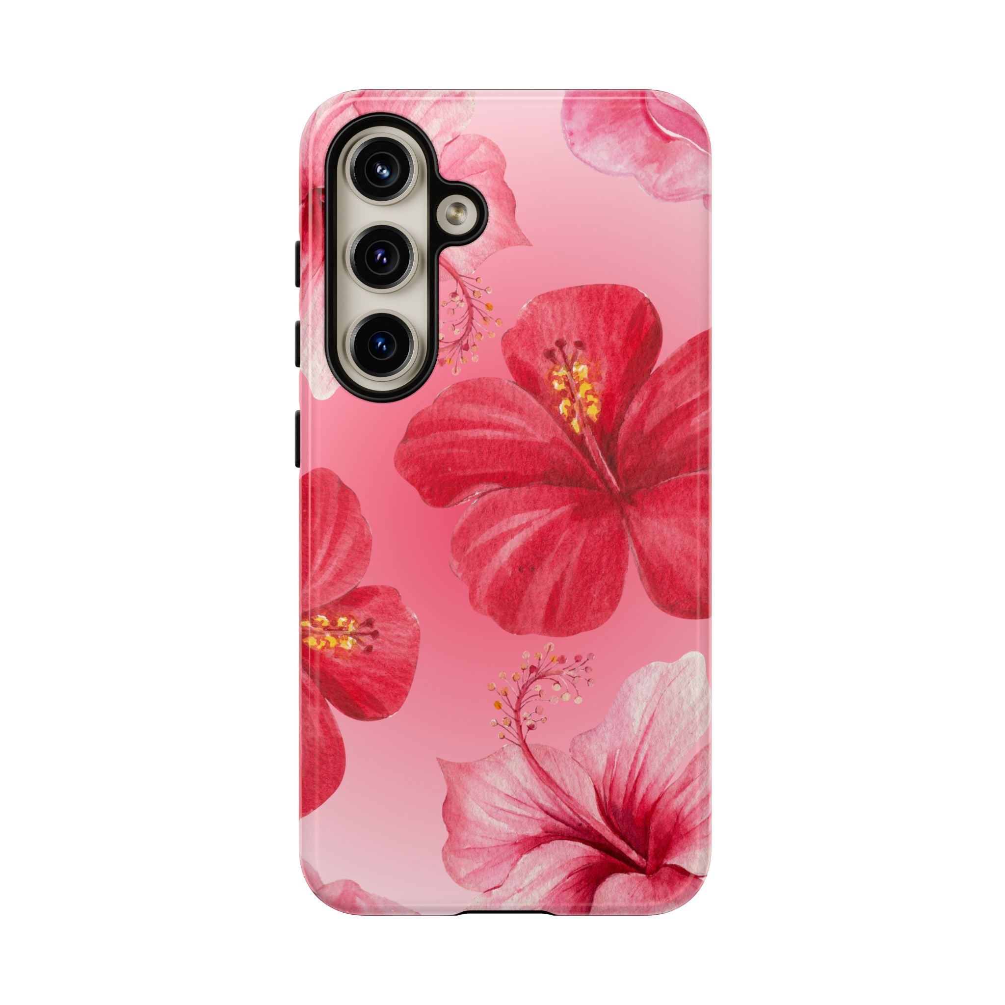 Hibiscus Pink Tough Phone Case — Floral Tropical Protective Cover