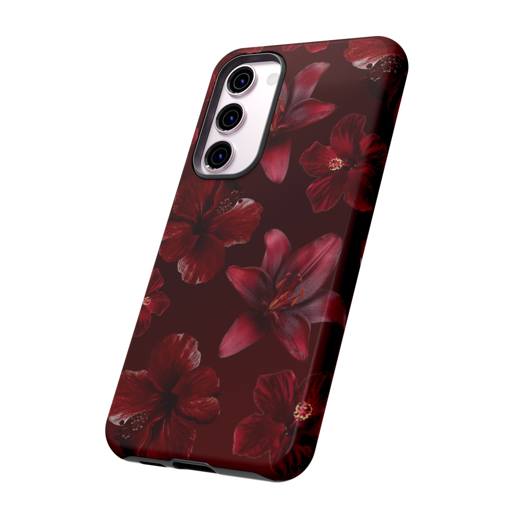 Tough Cases - Dark Red Floral Phone Case