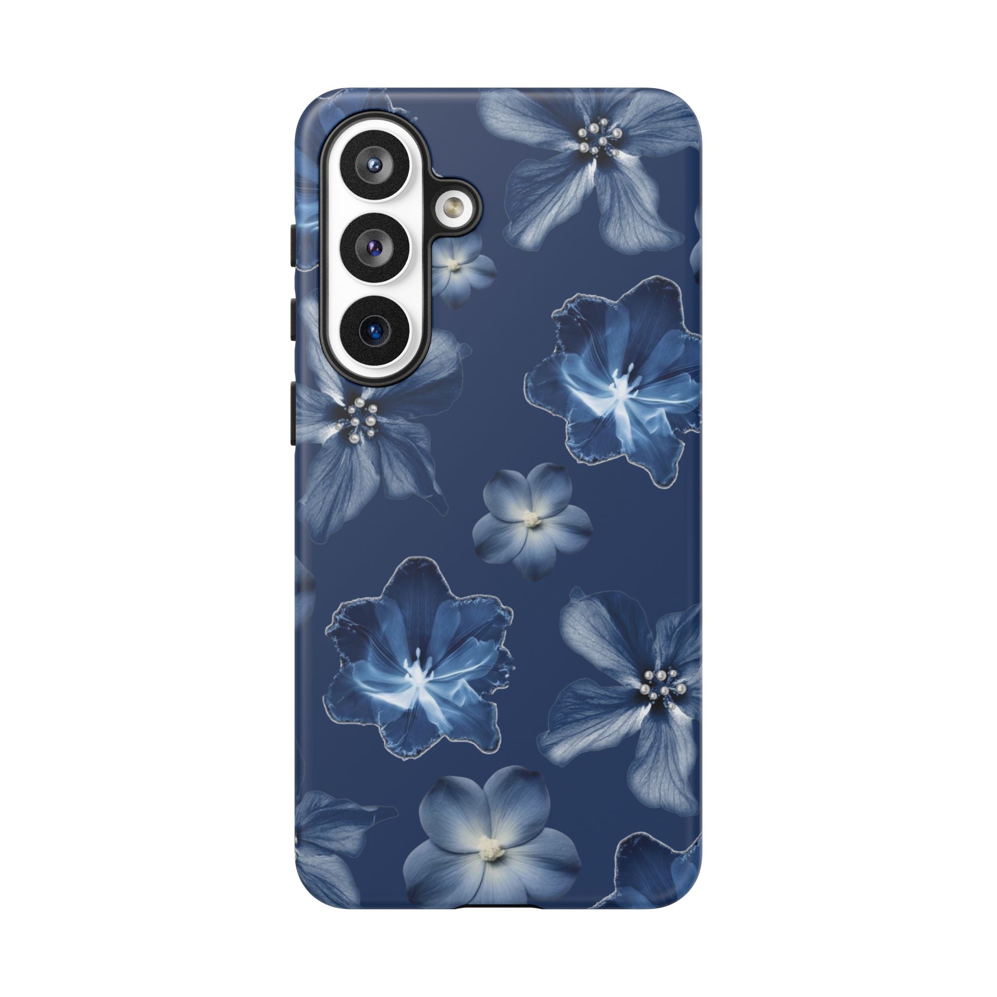 Navy Floral Tough Phone Case — Blue Bloom Protective Cover