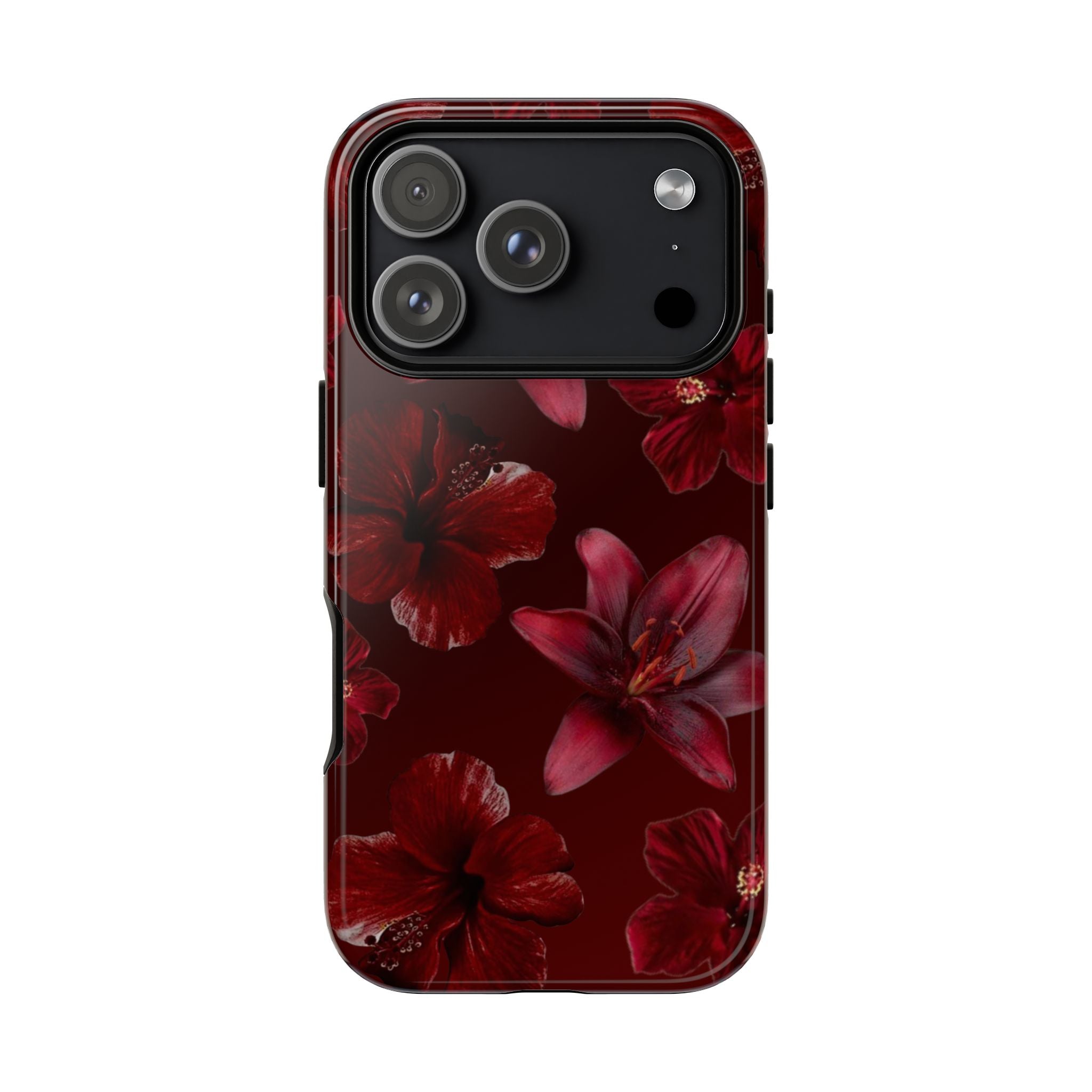 Tough Cases - Dark Red Floral Phone Case