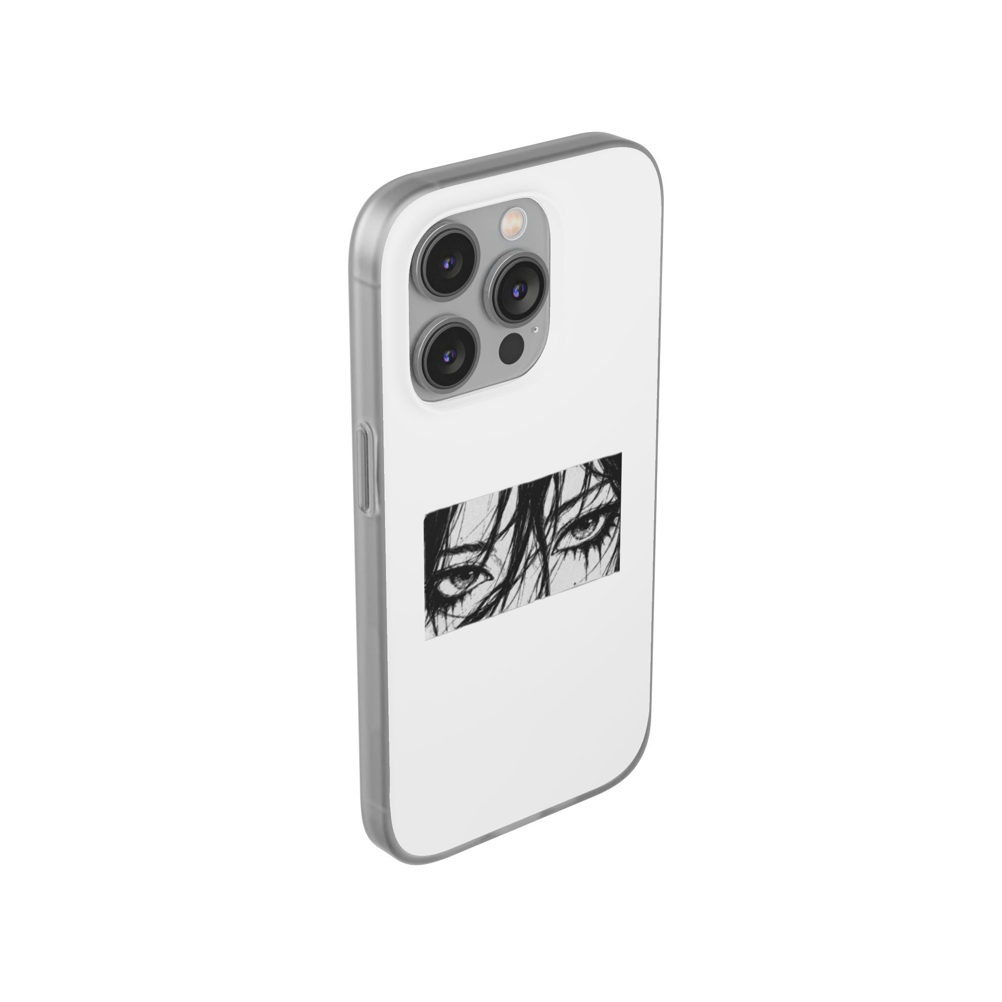 Anime Eyes Illustration Phone Case - Moody Black & White Flexi Case