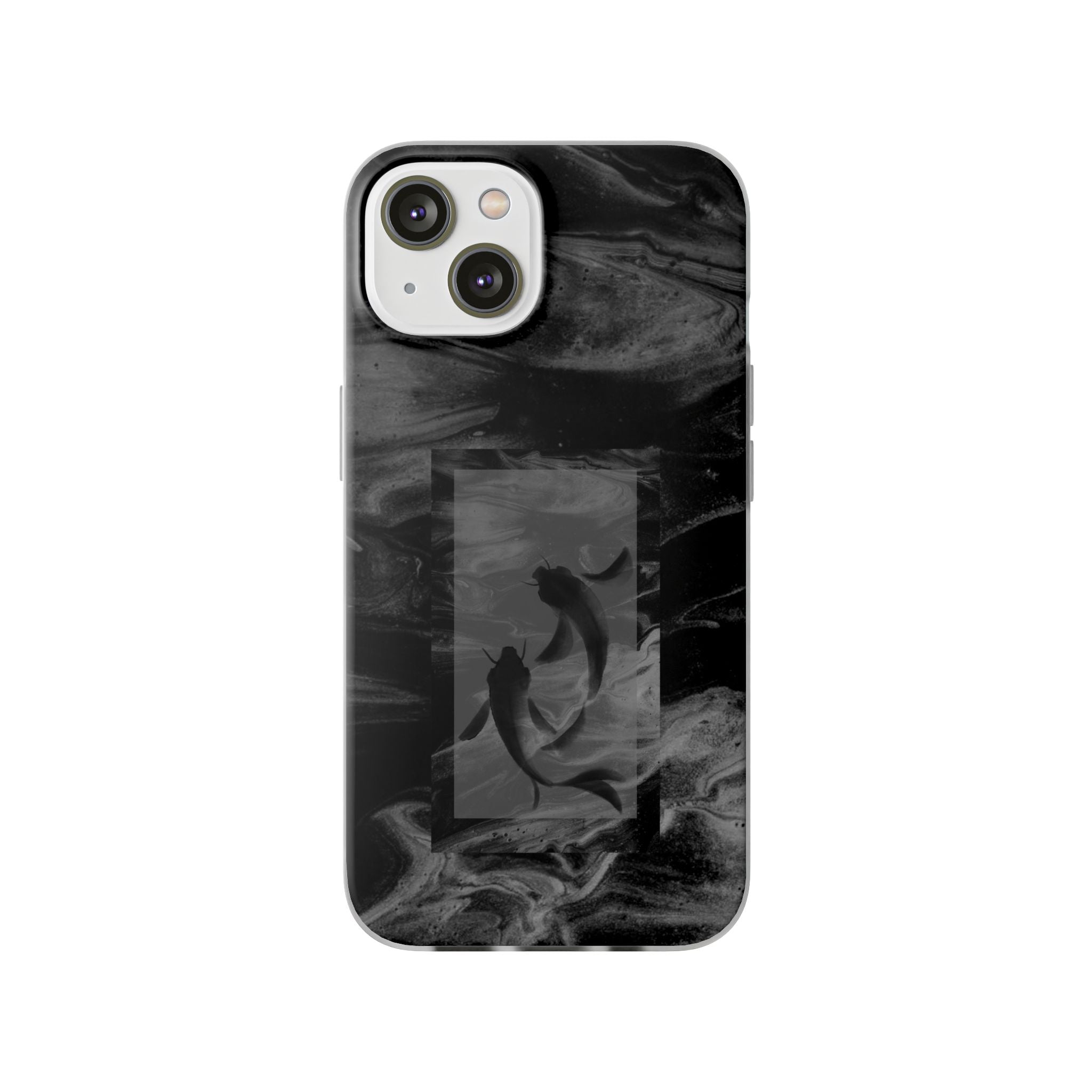 Black Koi Phone Case — Minimalist Monochrome Fish Design