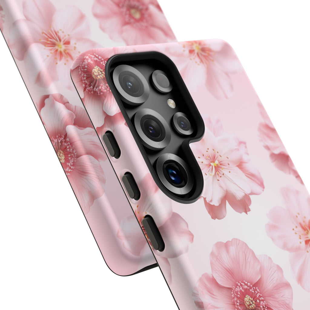 Pink Floral Tough Phone Case — Protective Sakura Blossom Design