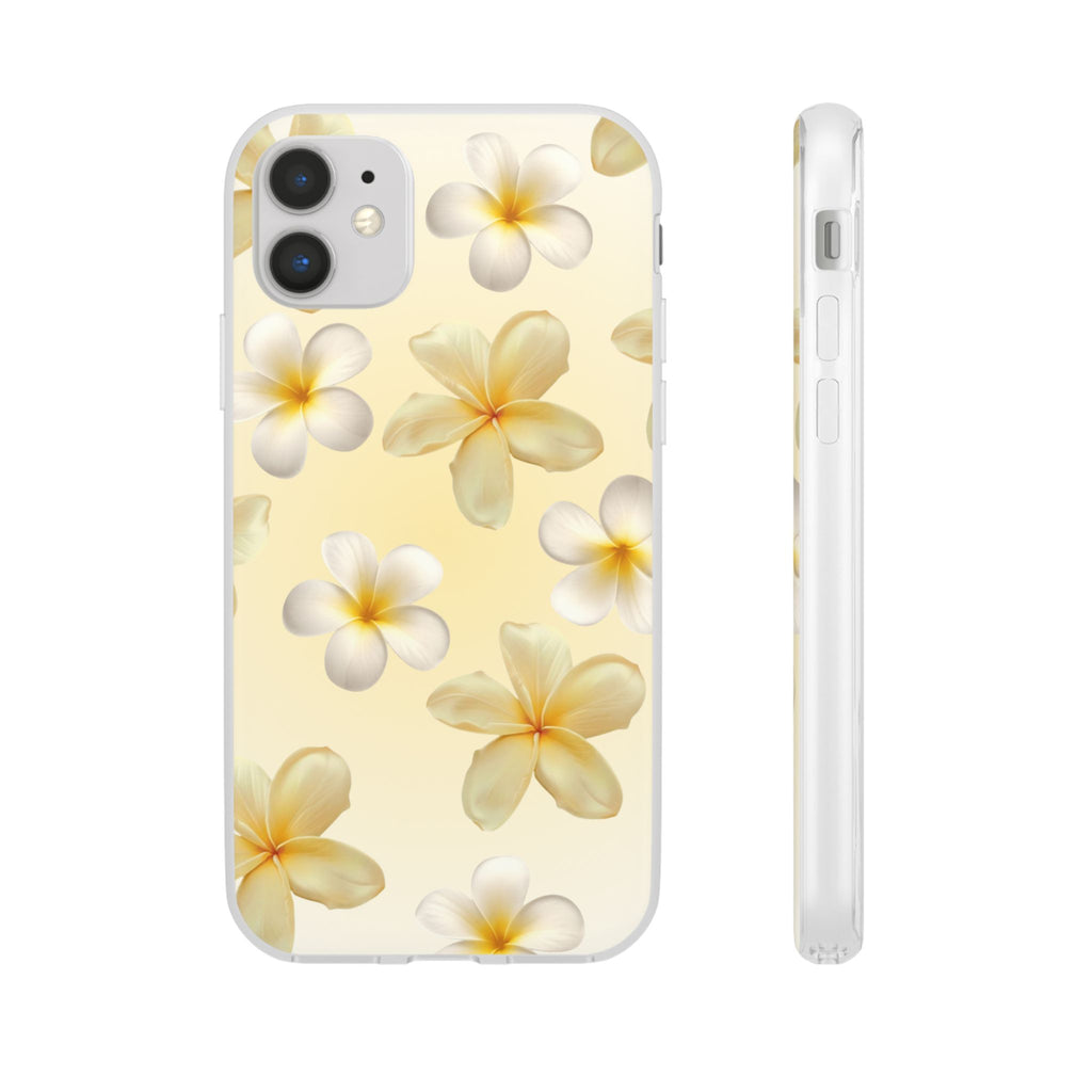 Plumeria Floral Flexi Phone Case — Tropical Yellow Flower Protective Cover