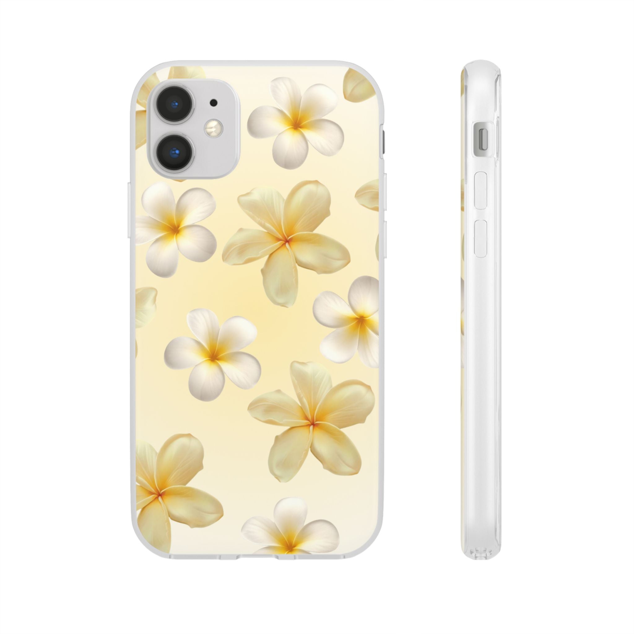 Plumeria Floral Flexi Phone Case — Tropical Yellow Flower Protective Cover