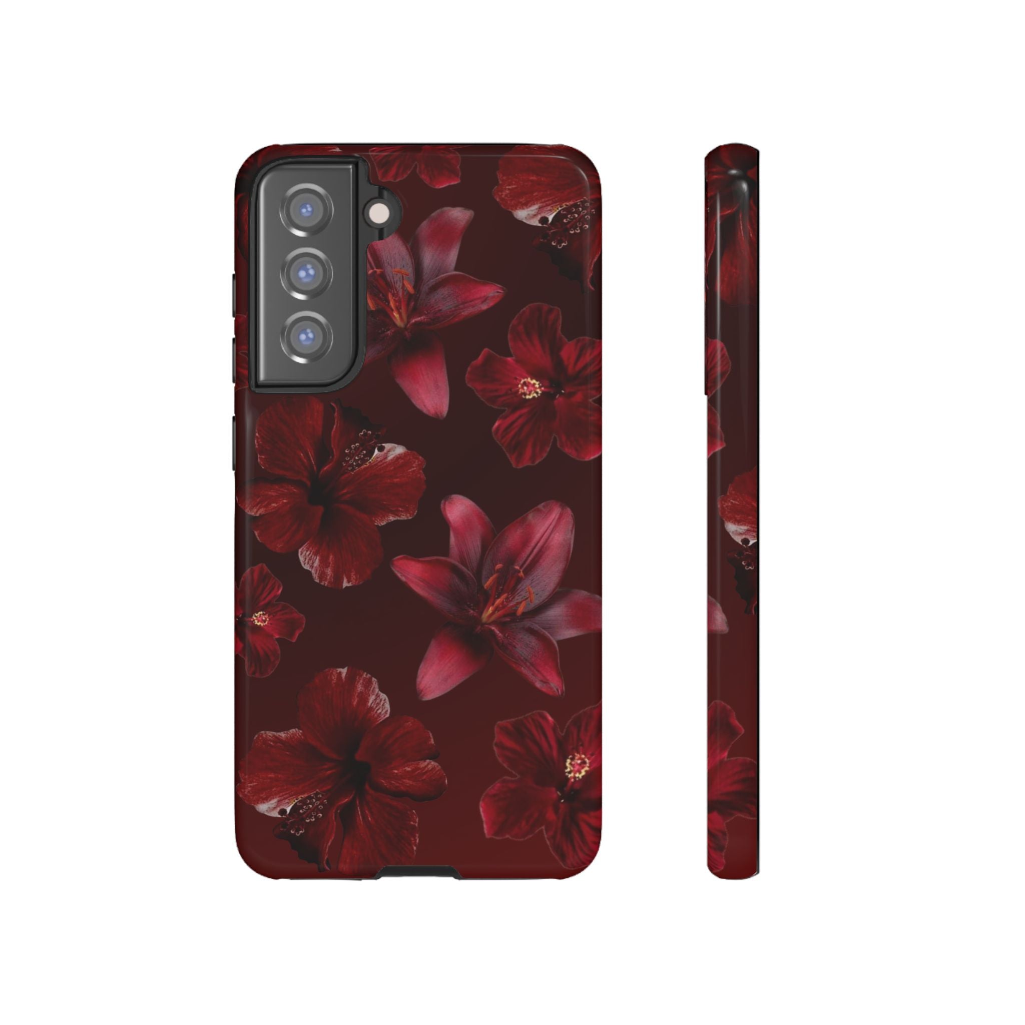 Tough Cases - Dark Red Floral Phone Case