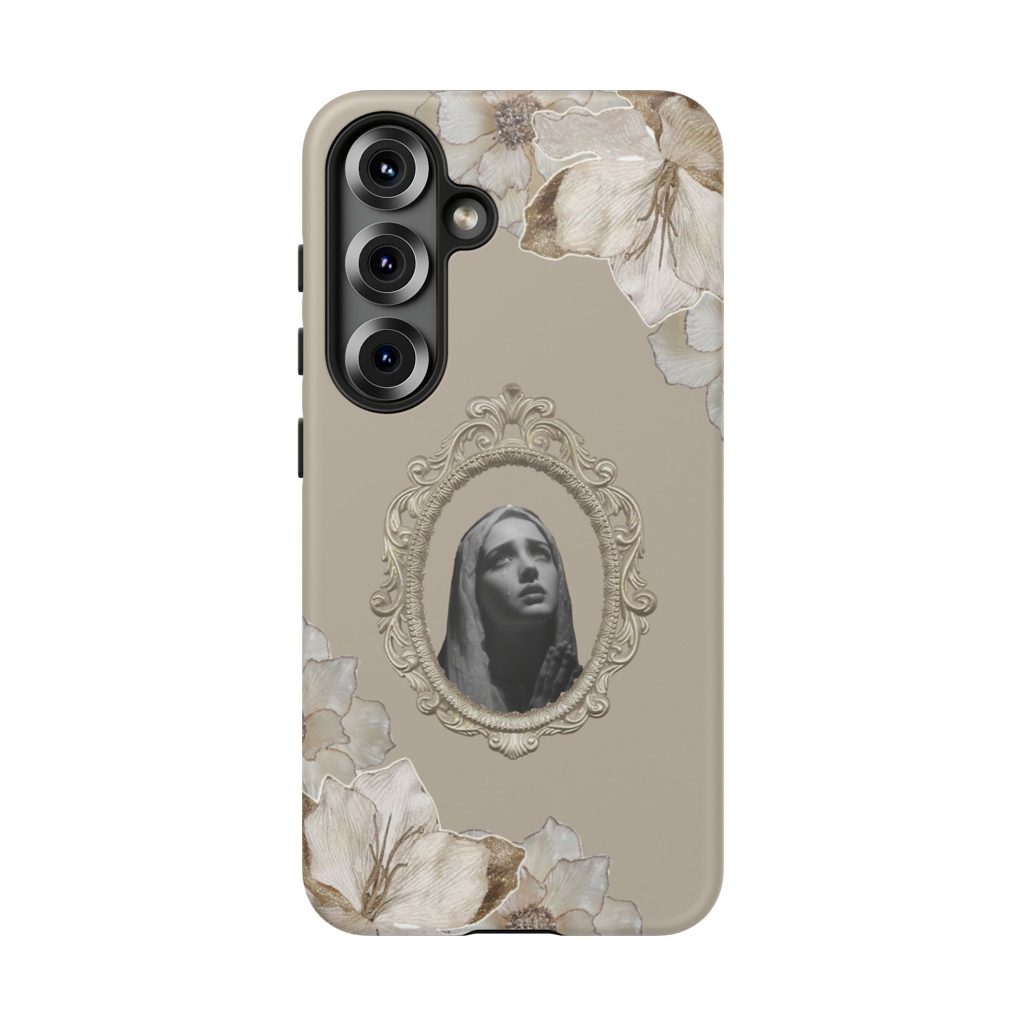 Vintage Floral Phone Case with Sacred Madonna Portrait