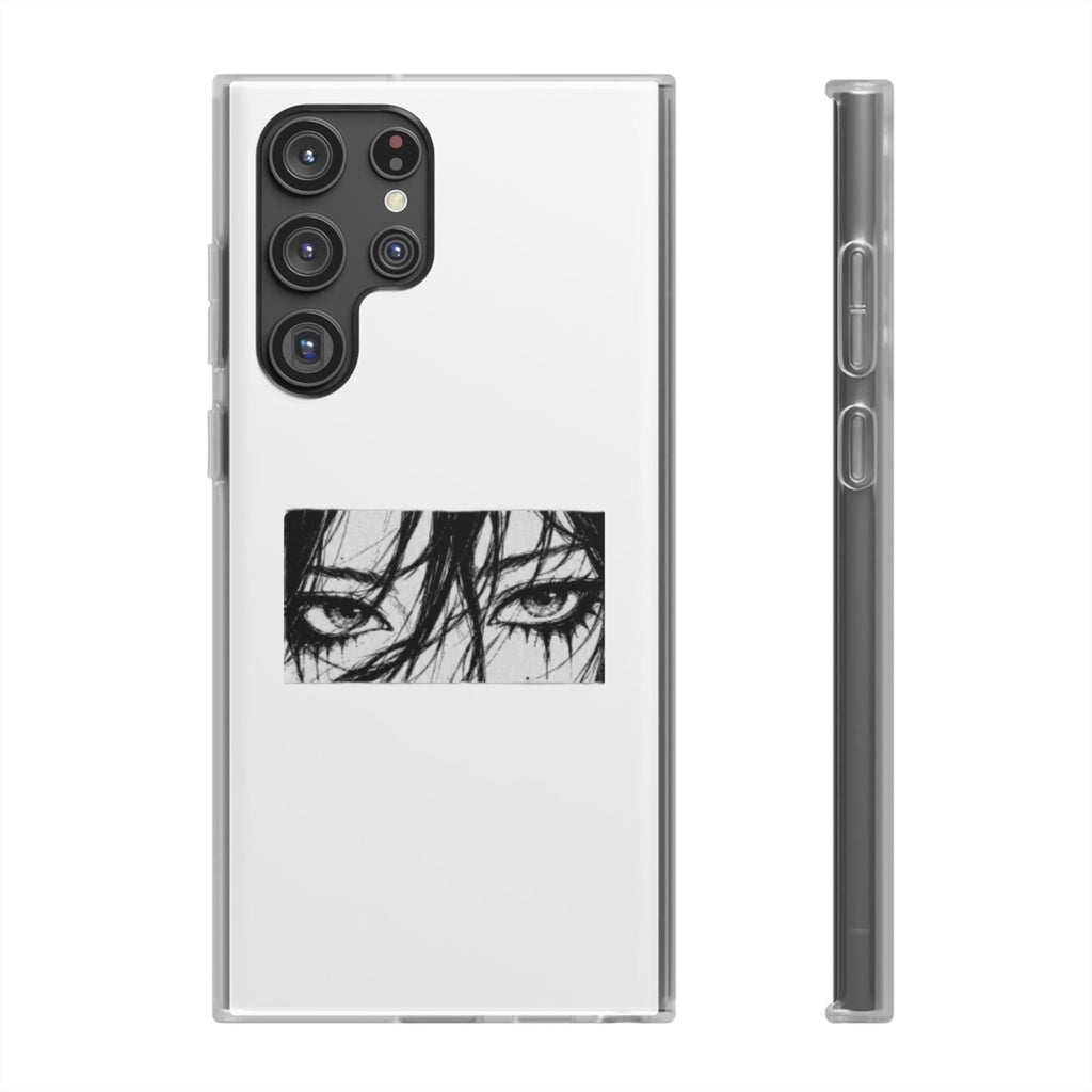 Anime Eyes Illustration Phone Case - Moody Black & White Flexi Case