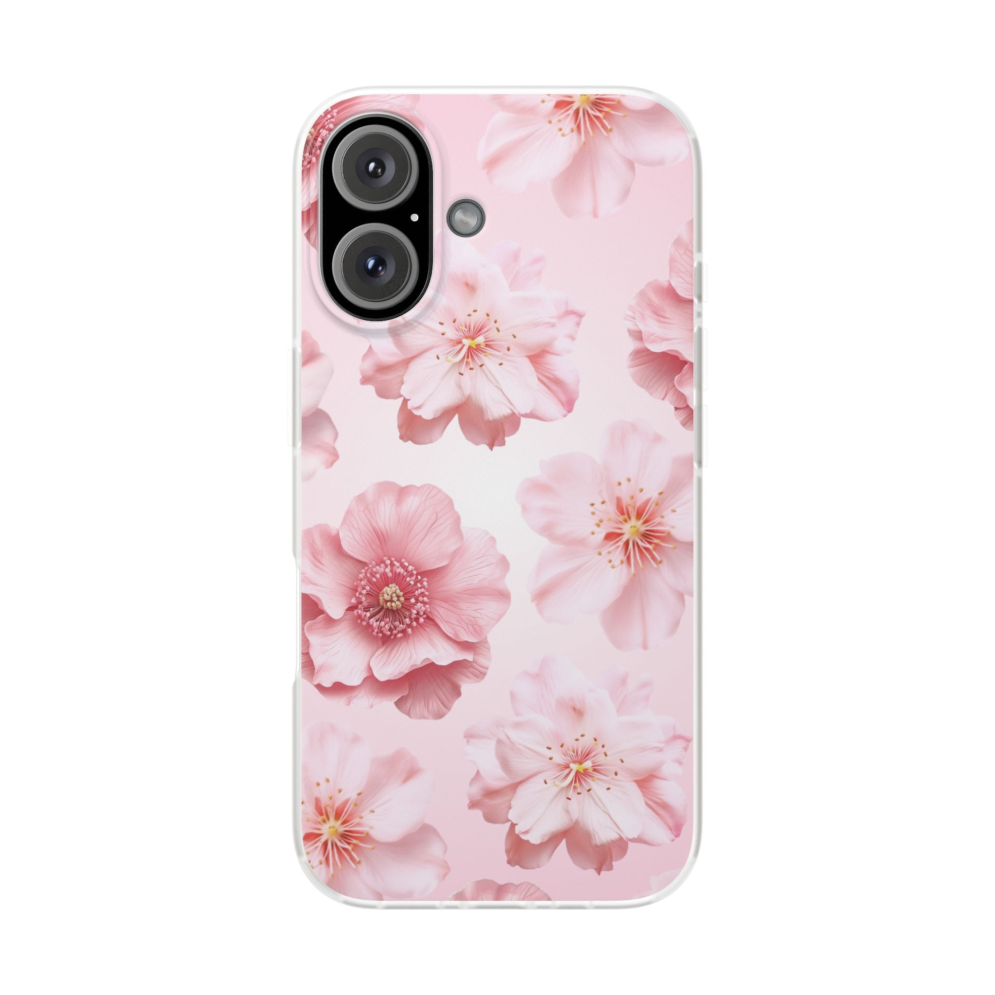 Pink Cherry Blossom Phone Case — Floral Slim Flexi Case for iPhone