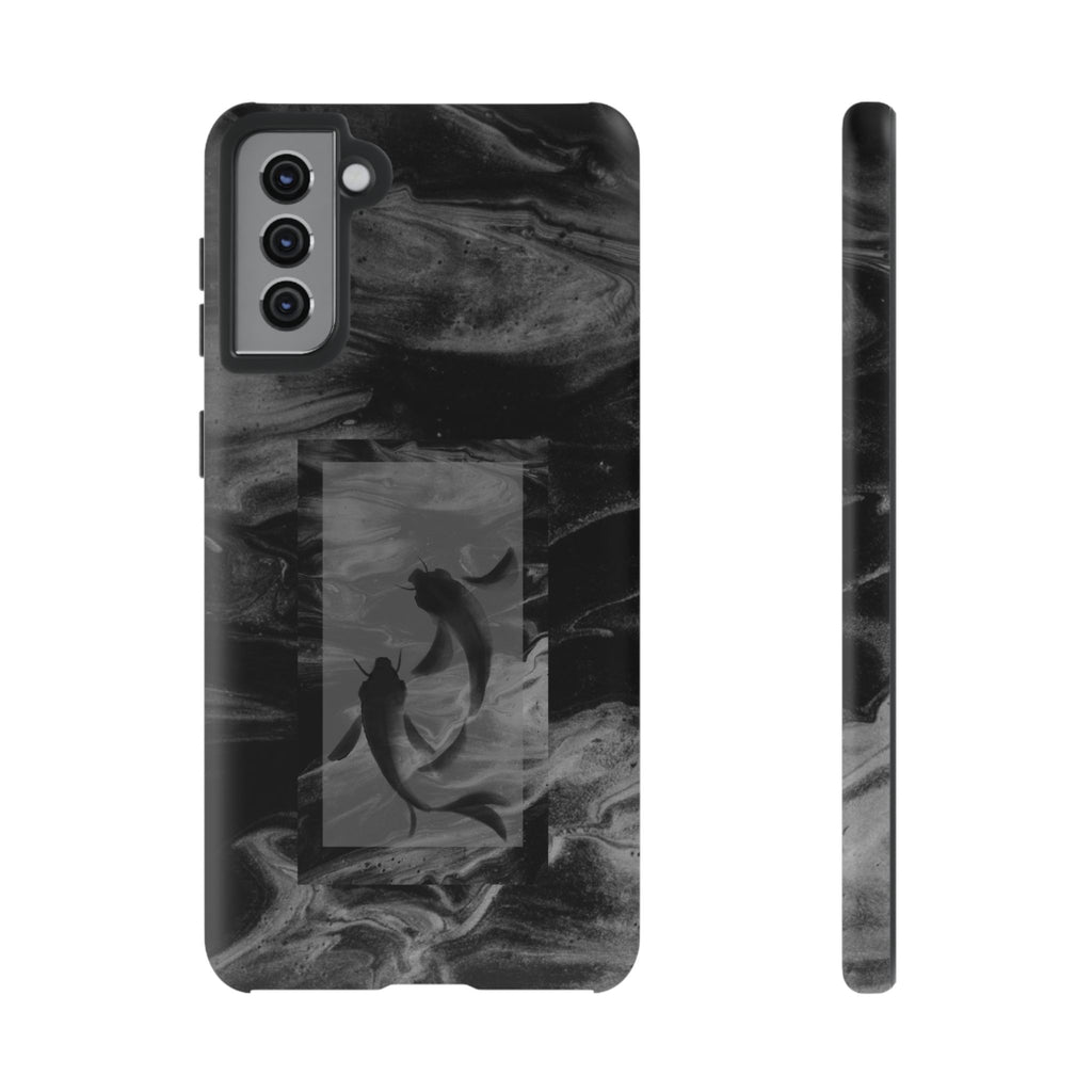 Koi Yin-Yang Marble Phone Case – Black Smoky Art Protection