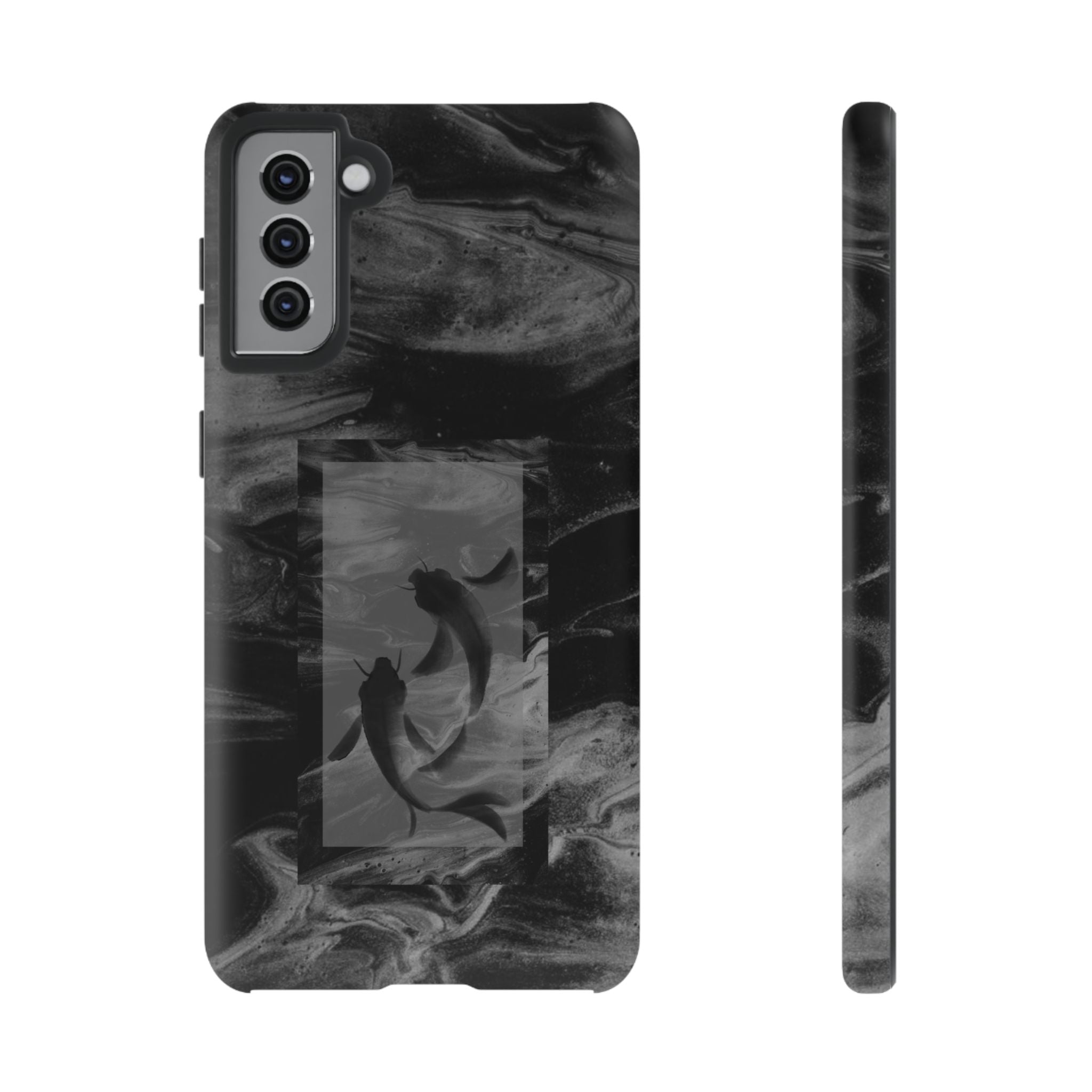 Koi Yin-Yang Marble Phone Case – Black Smoky Art Protection