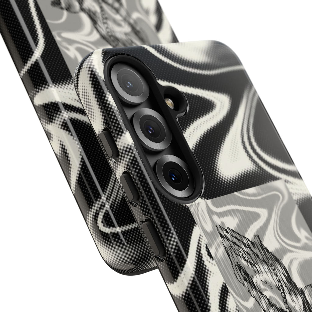 Praying Hands Phone Case – Black White Marble Spiritual Design