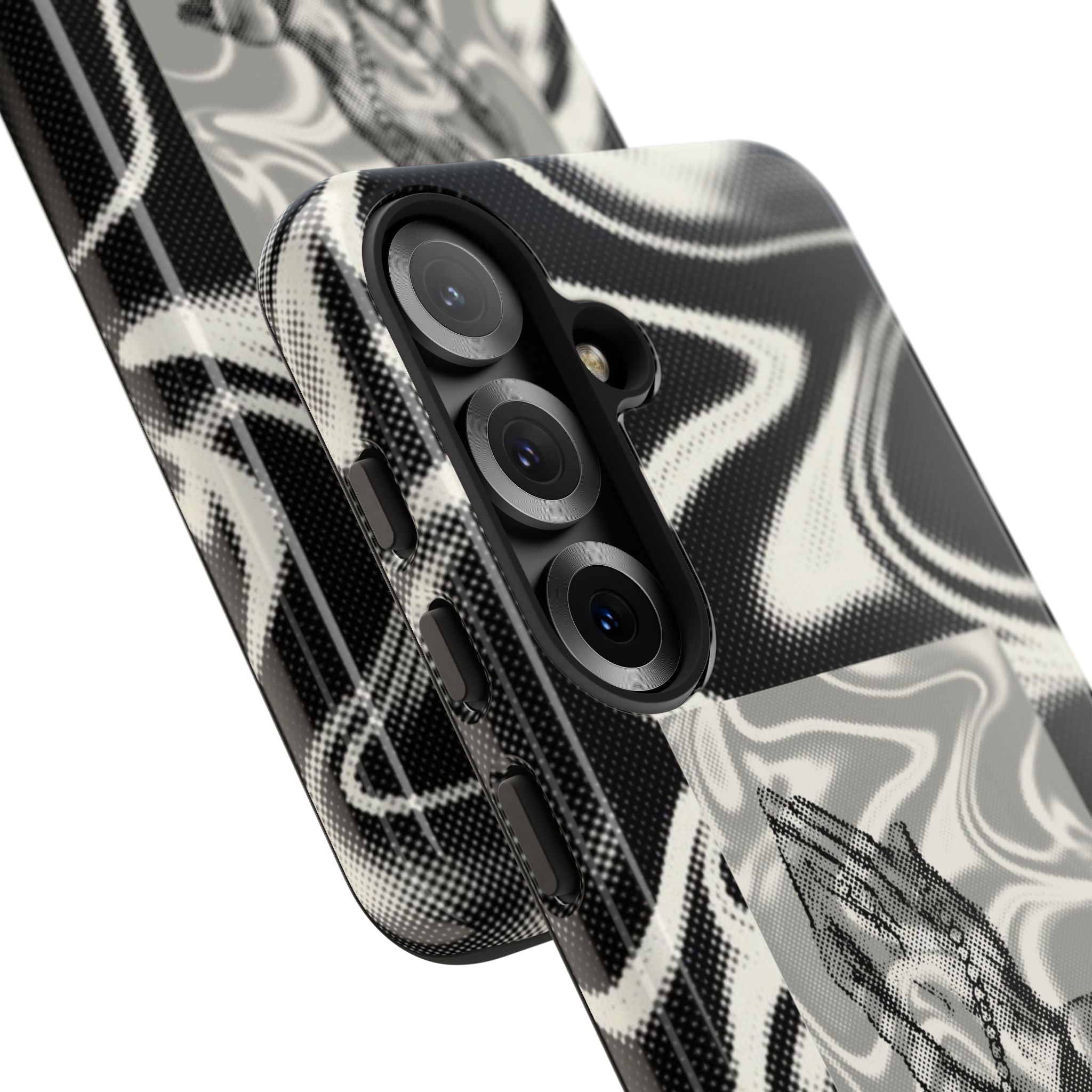 Praying Hands Phone Case – Black White Marble Spiritual Design