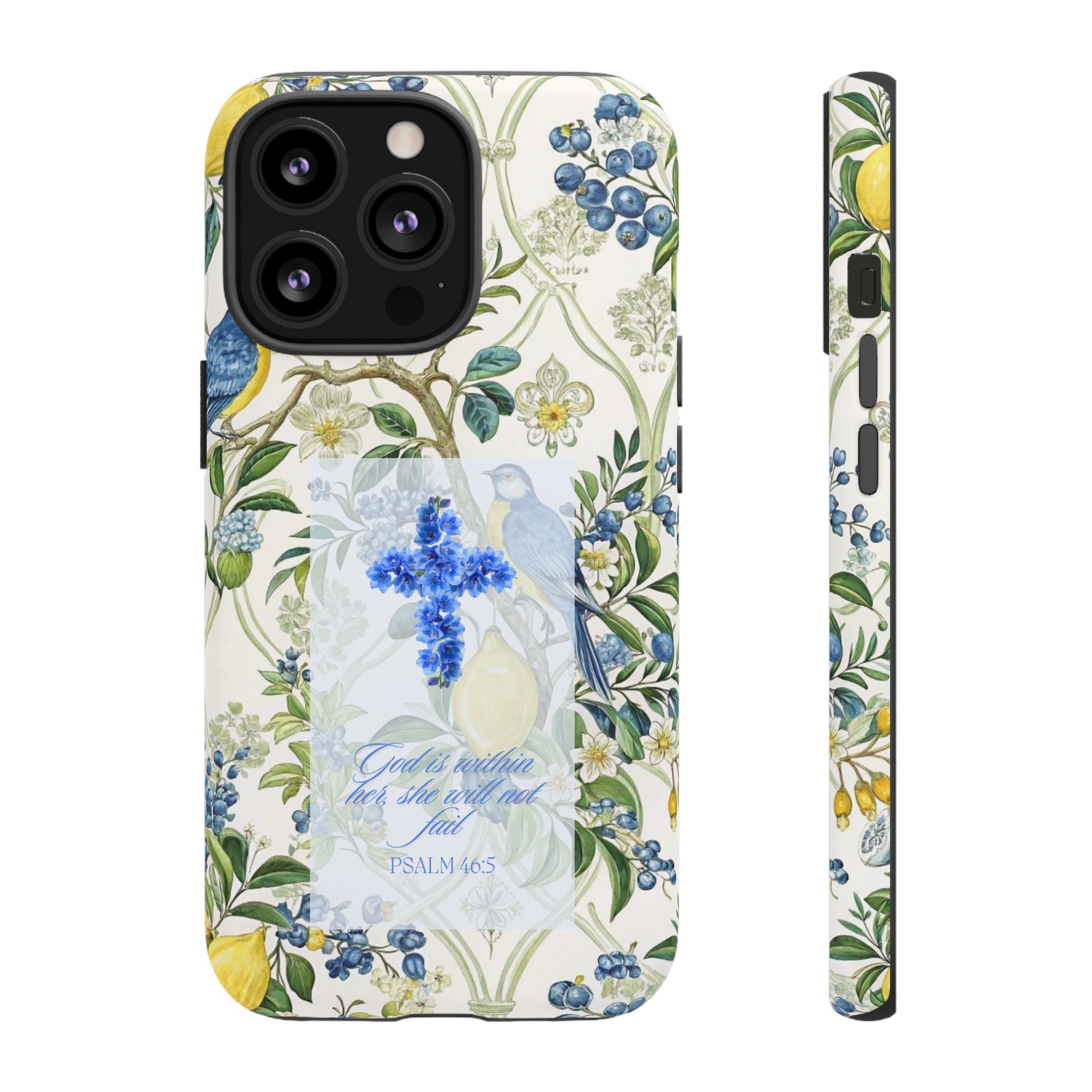 Floral Cross Tough Phone Case — Psalms Blessing Protective Cover