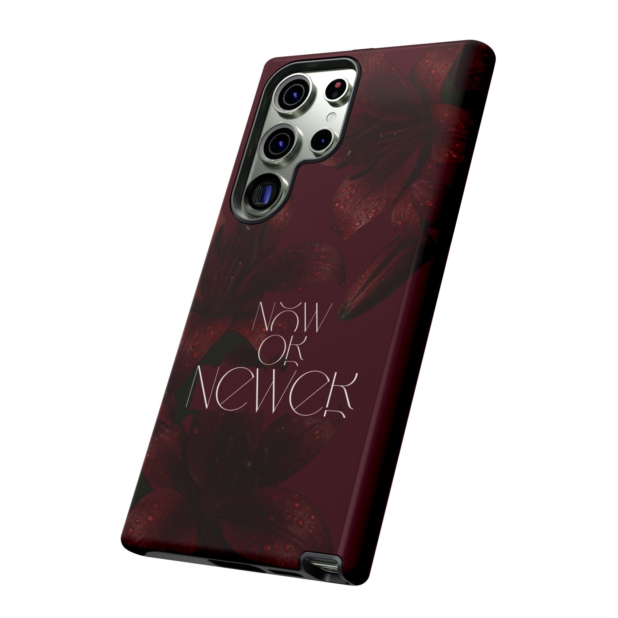 Tough Cases – Burgundy Floral “Now or Never” Protective Phone Case