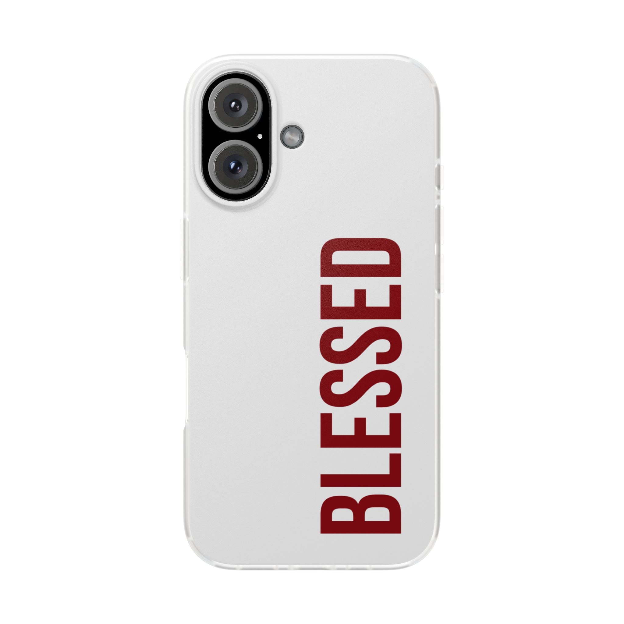Blessed Phone Case — Vertical Red Typography Clear Flexi Case
