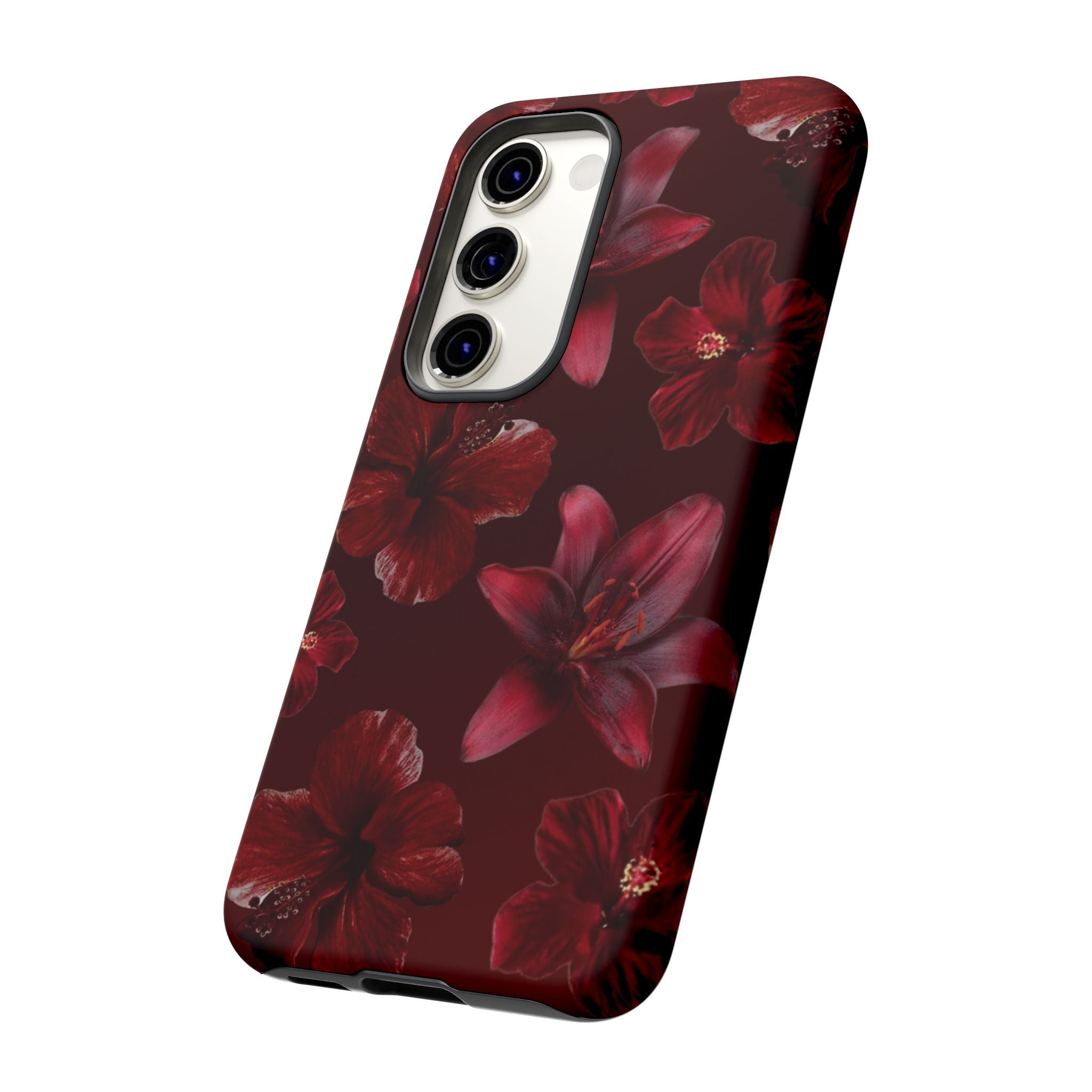 Tough Cases - Dark Red Floral Phone Case