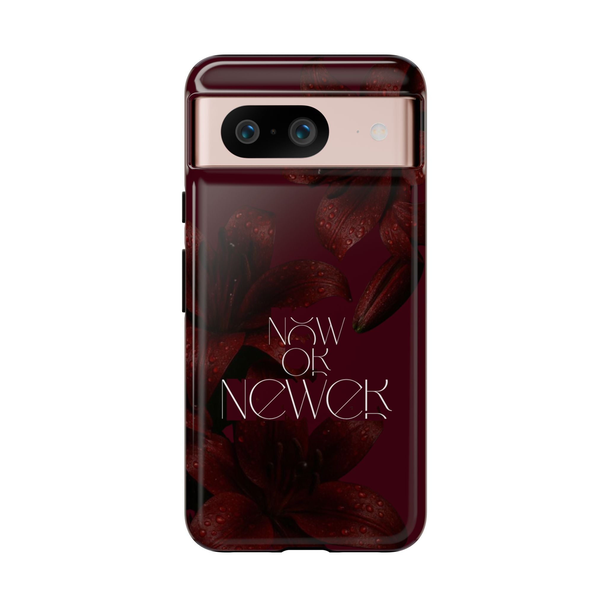 Tough Cases – Burgundy Floral “Now or Never” Protective Phone Case