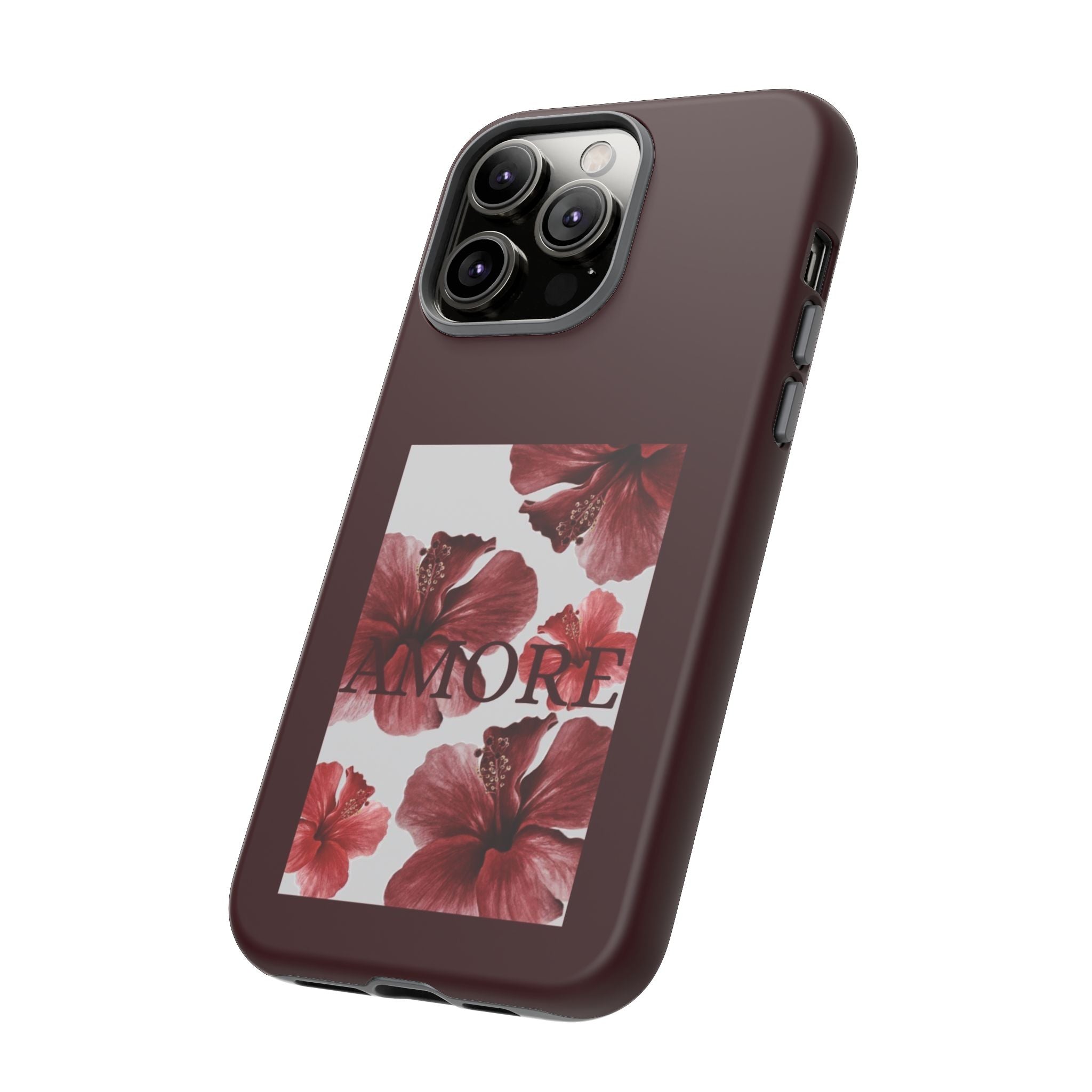 Amore Floral Phone Case — Burgundy Tough Protective Cover