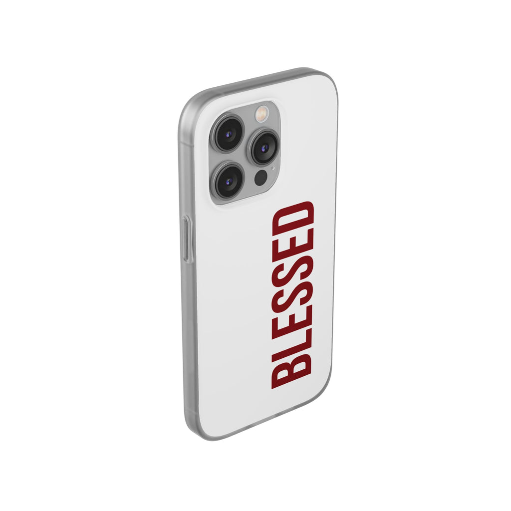 Blessed Phone Case — Vertical Red Typography Clear Flexi Case