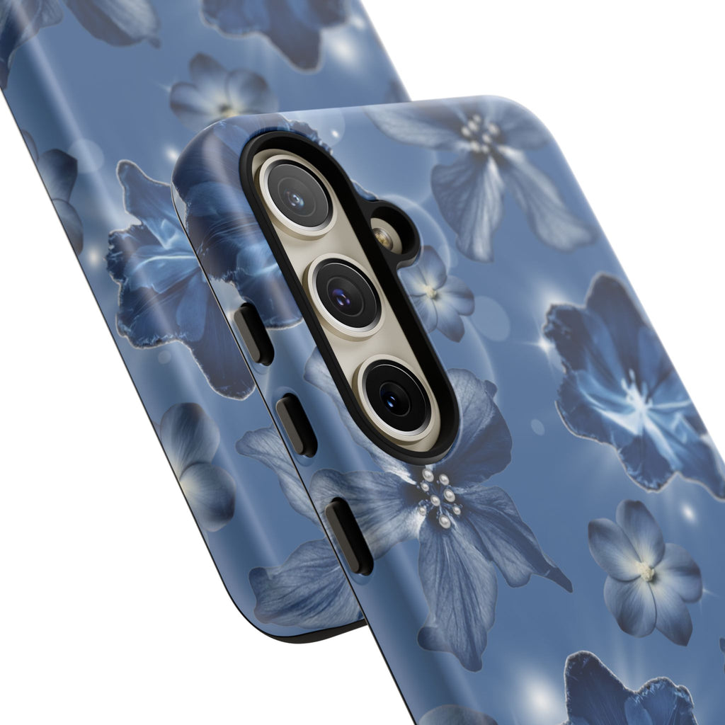 Blue Floral Tough Phone Case — Protective Blossom Design