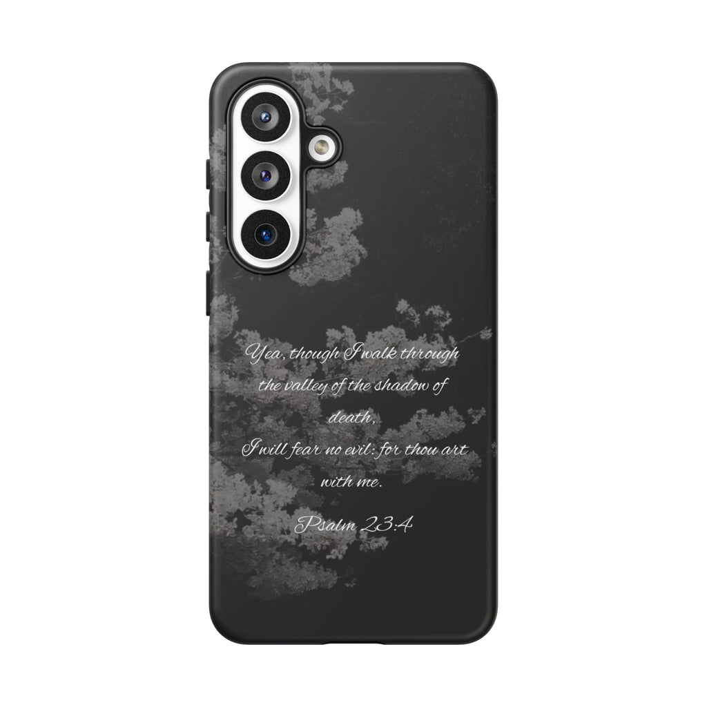 Bible Verse Phone Case — Psalm 23:4 Comfort Black Protective Cover