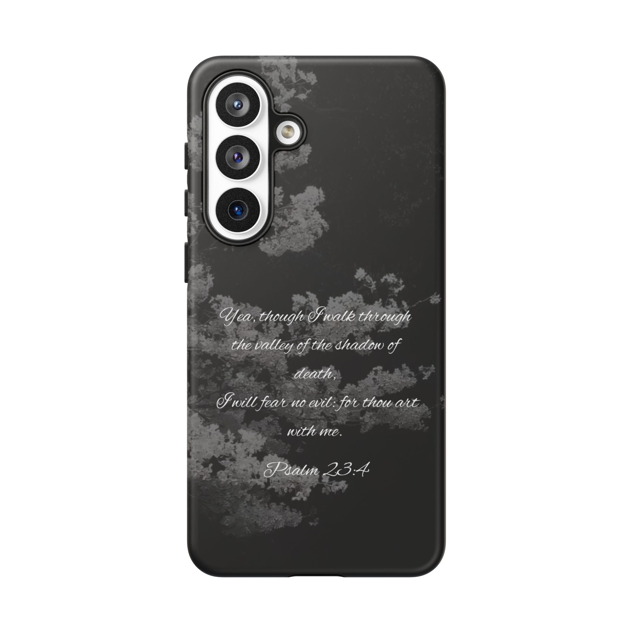 Bible Verse Phone Case — Psalm 23:4 Comfort Black Protective Cover