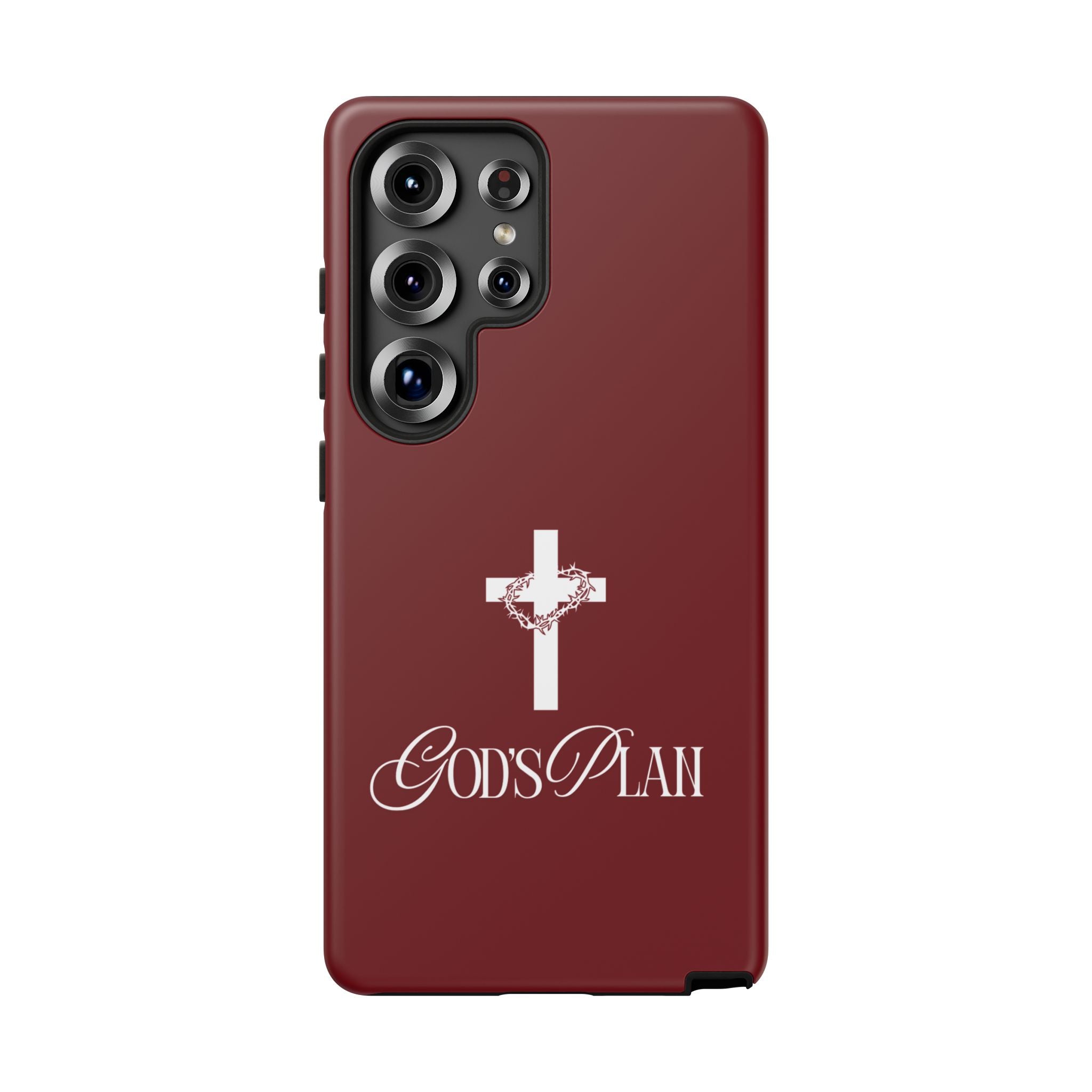 God's Plan — Christian Tough Phone Case | Cross Faith Burgundy Cover