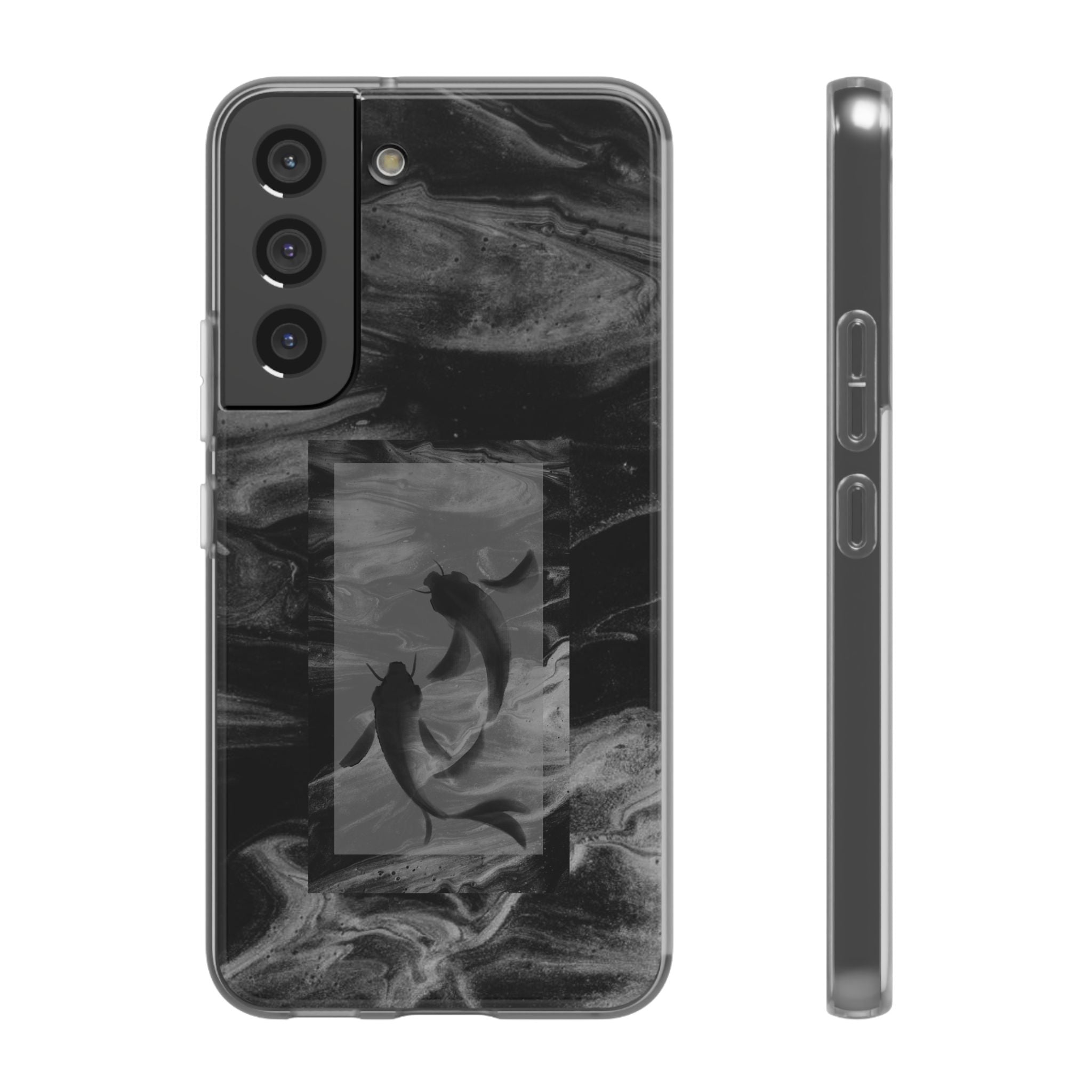 Black Koi Phone Case — Minimalist Monochrome Fish Design