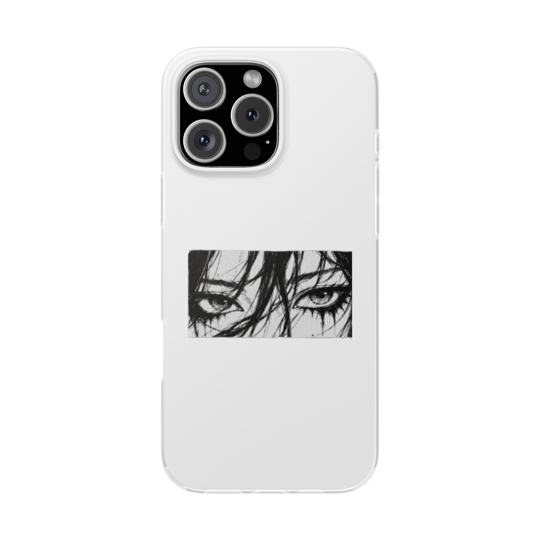 Anime Eyes Illustration Phone Case - Moody Black & White Flexi Case