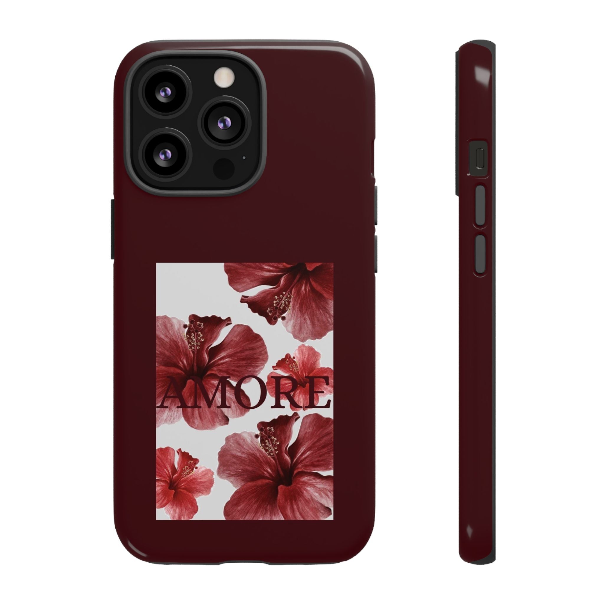 Amore Floral Phone Case — Burgundy Tough Protective Cover