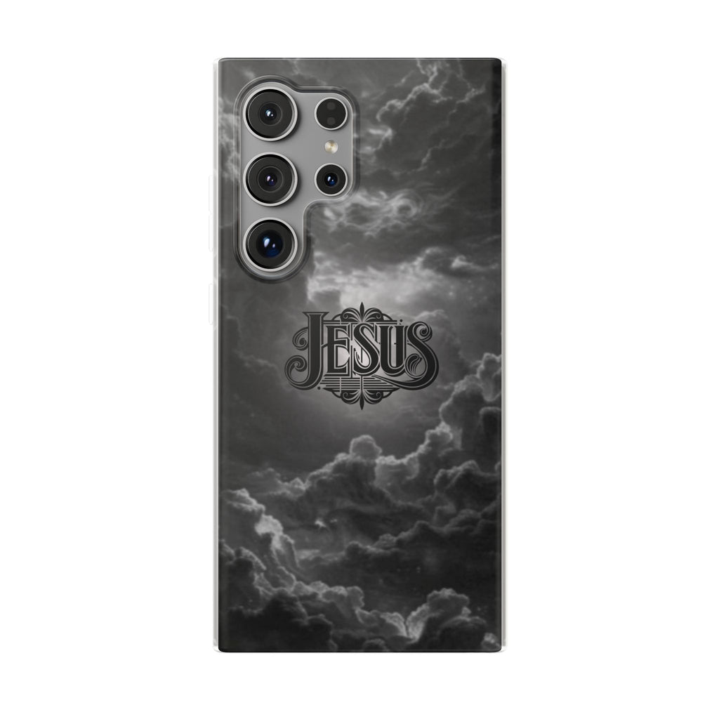 Jesus Cloud Phone Case — Faith-Inspired Flexi Case with 'Jesus' Script