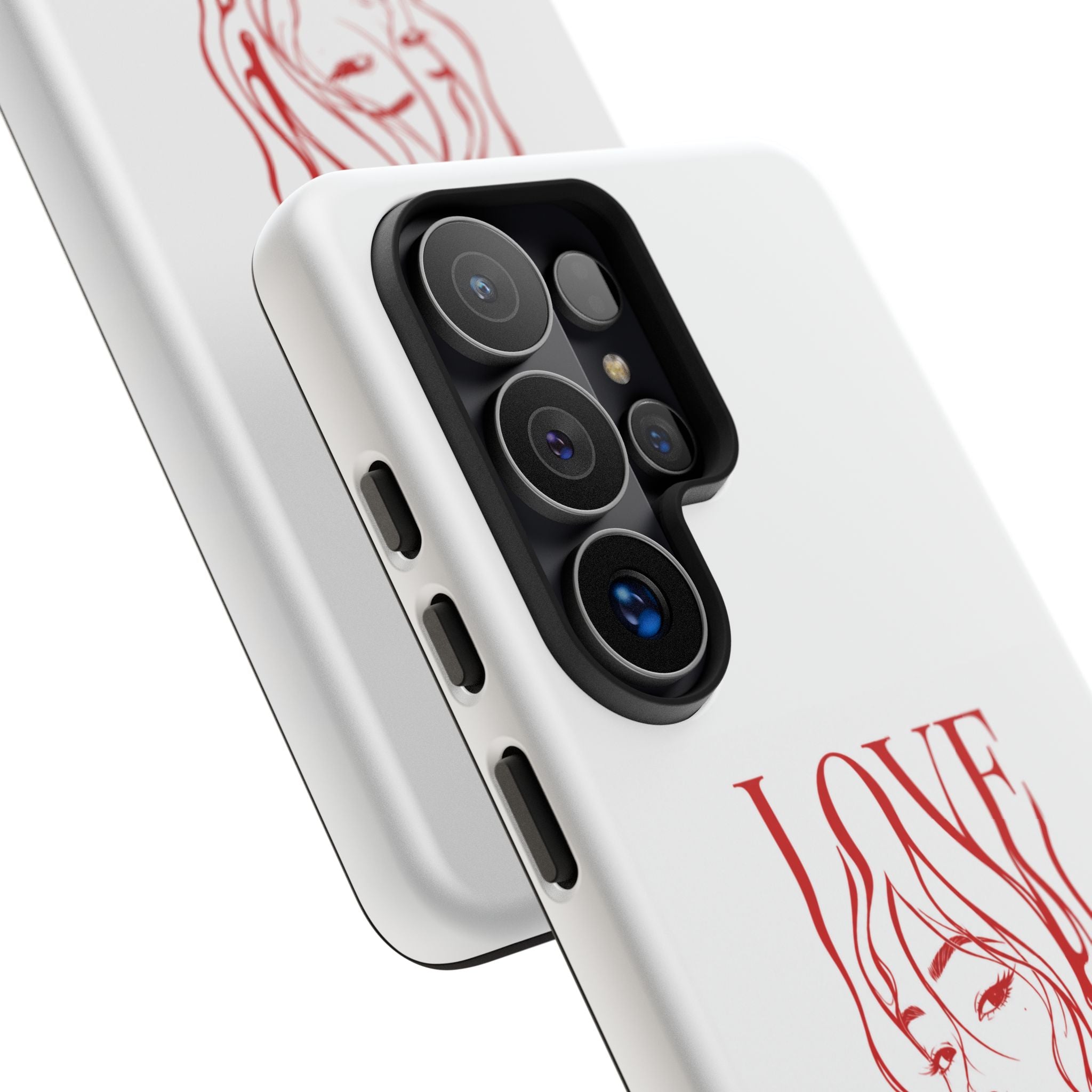 Red Line Art 'Love' Face Design - Tough Case