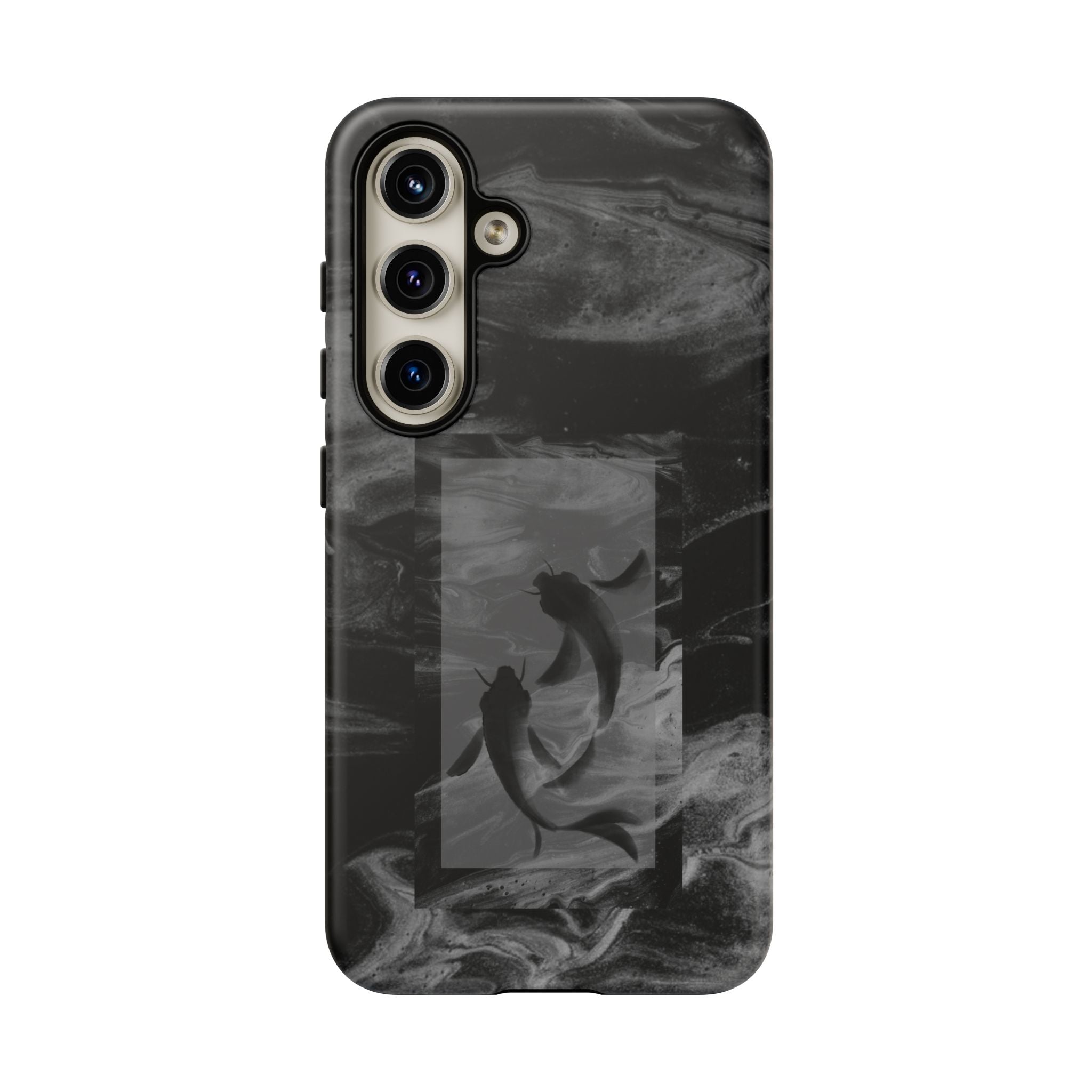 Koi Yin-Yang Marble Phone Case – Black Smoky Art Protection