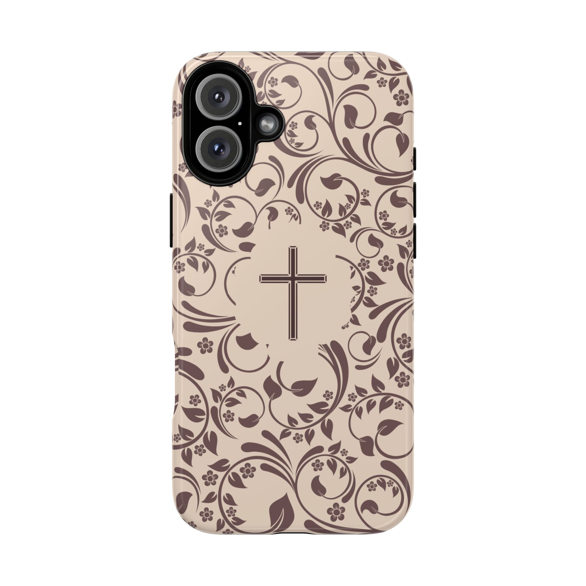 Christian Cross Floral Phone Case — Elegant Religious Protective Cover