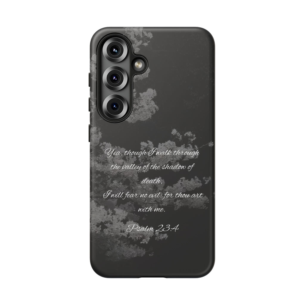 Bible Verse Phone Case — Psalm 23:4 Comfort Black Protective Cover