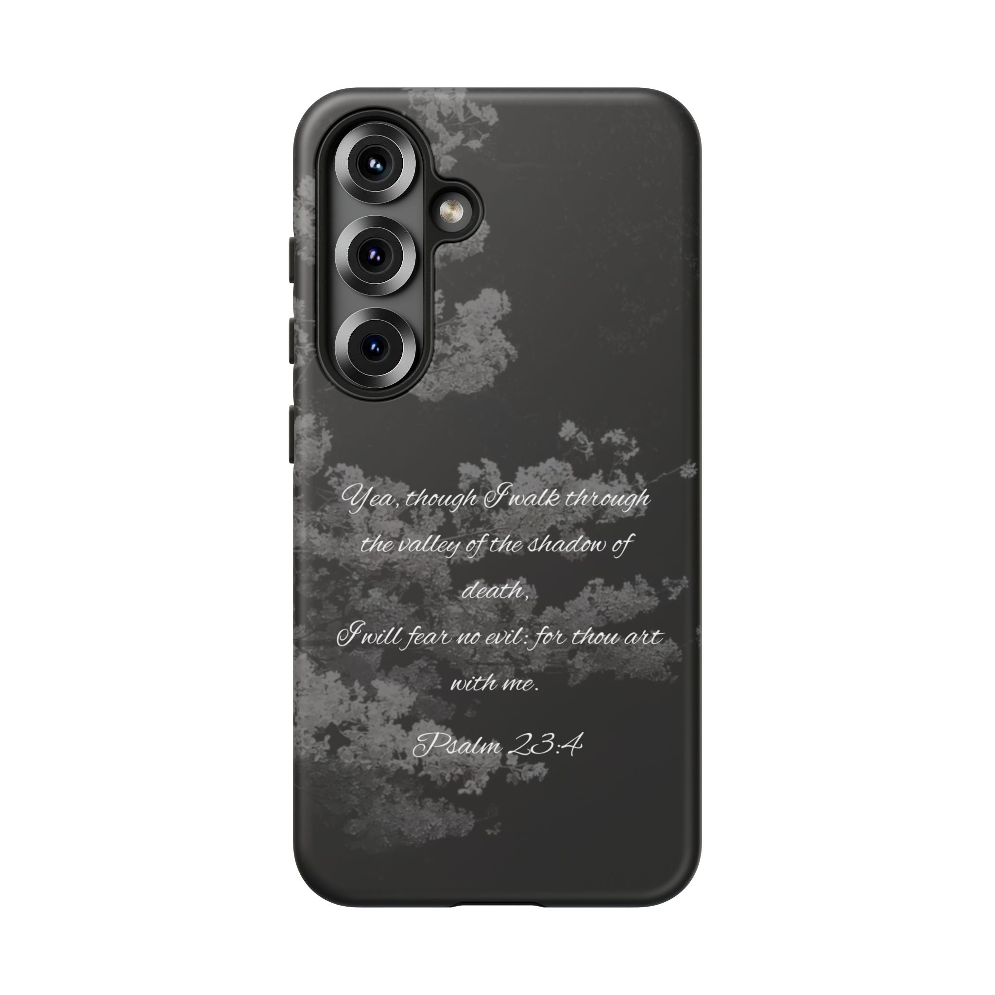 Bible Verse Phone Case — Psalm 23:4 Comfort Black Protective Cover